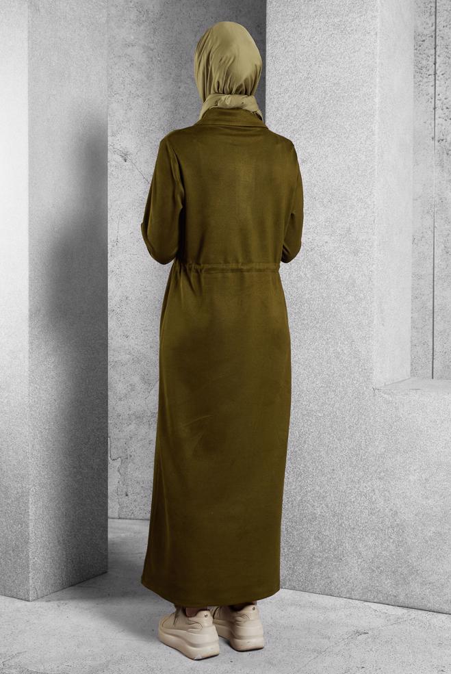 Tesettür giyim YEŞİL TAŞLI EŞOFMAN ELBİSE 45107 - ALVİNA