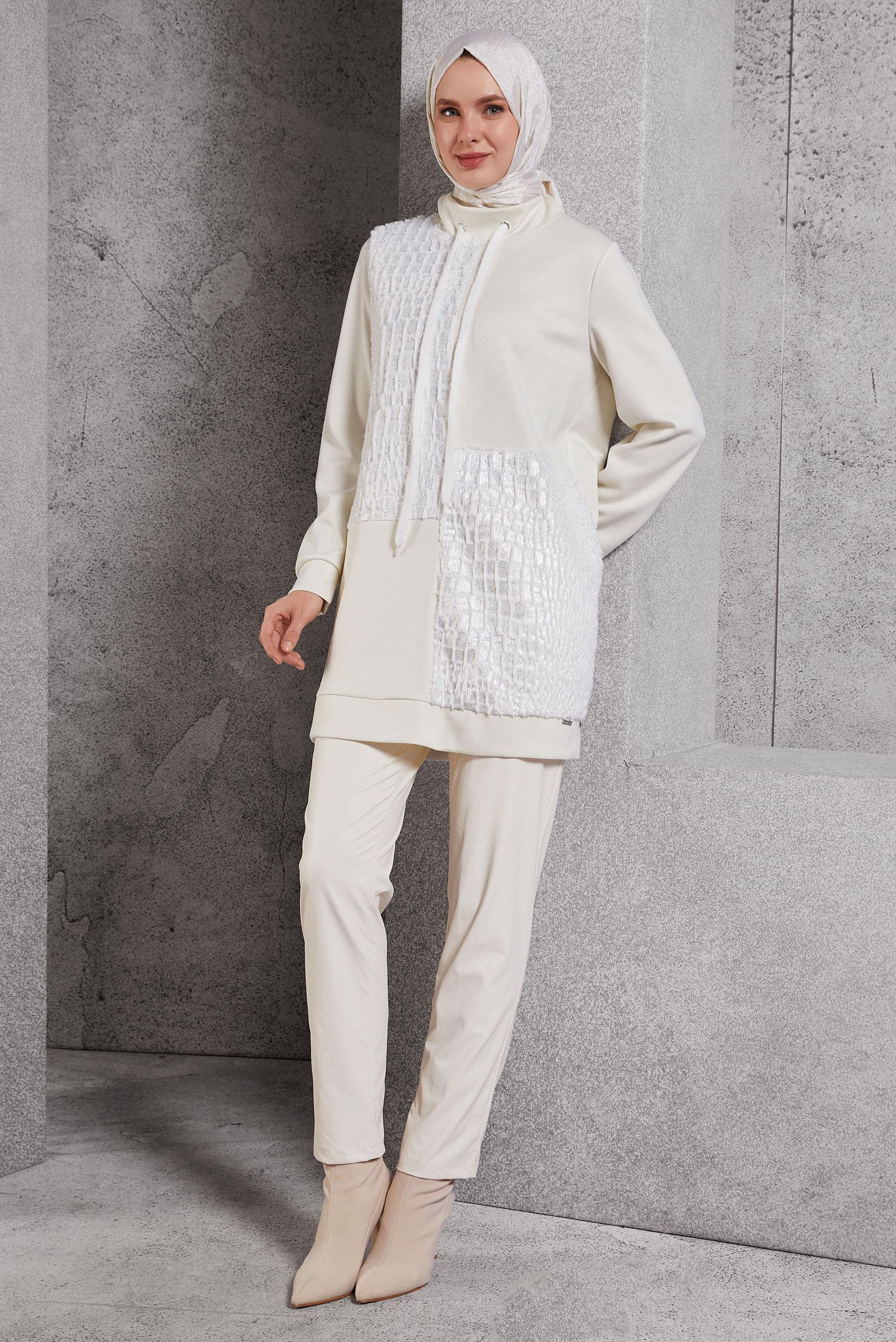 Vêtements hijab BLANC TUNIQUE DE SURVÊTEMENT À MOTIFS 45110