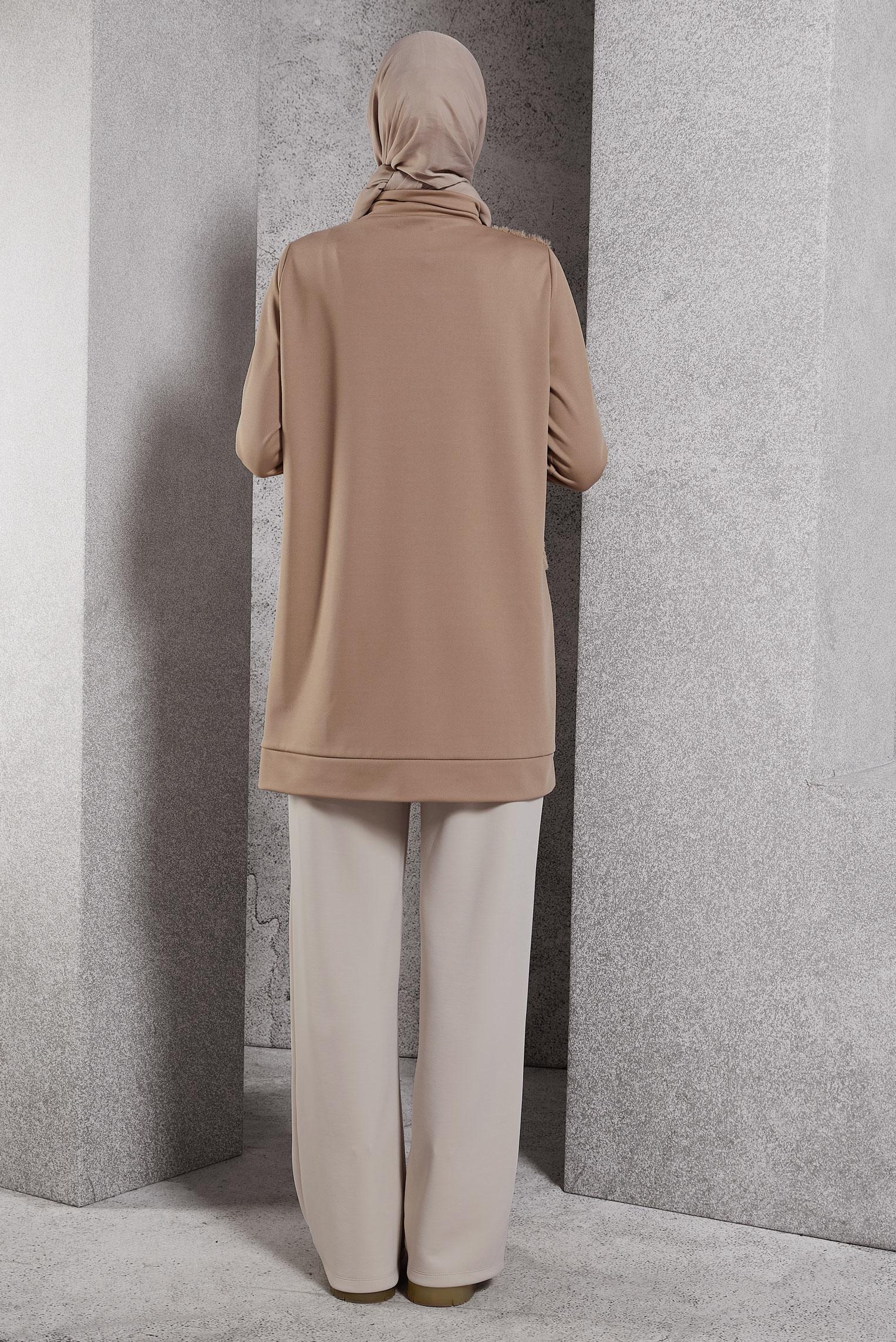 Hijab clothing BROWN PATTERNED TRACKSUIT TUNIC 45110