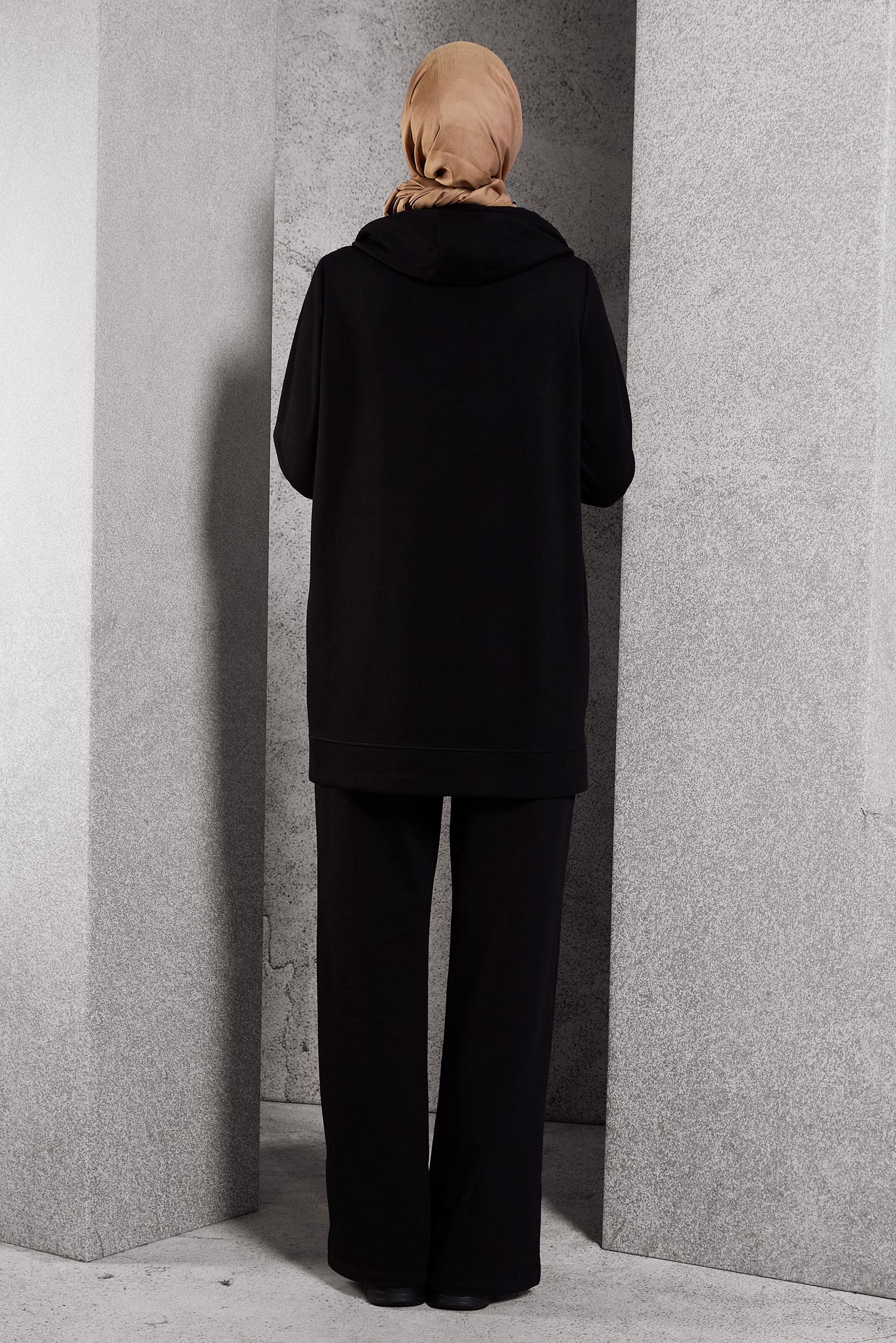 Vêtements hijab NOIR TUNIQUE DE SURVÊTEMENT IMPRIMÉE 45111