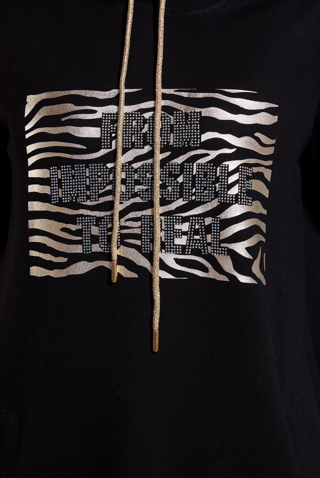 Vêtements hijab NOIR TUNIQUE DE SURVÊTEMENT IMPRIMÉE 45111 - ALVİNA