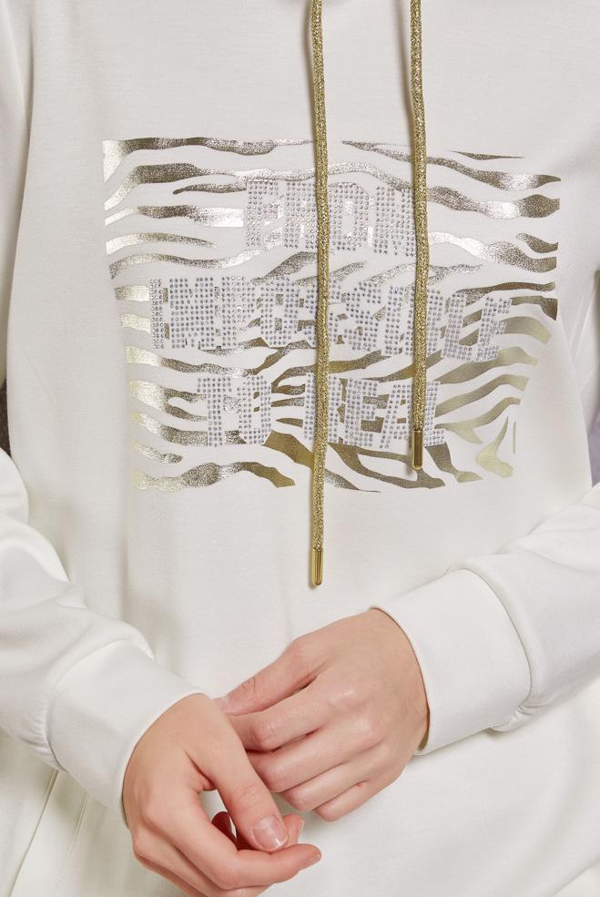 Vêtements hijab BLANC TUNIQUE DE SURVÊTEMENT IMPRIMÉE 45111 - ALVİNA