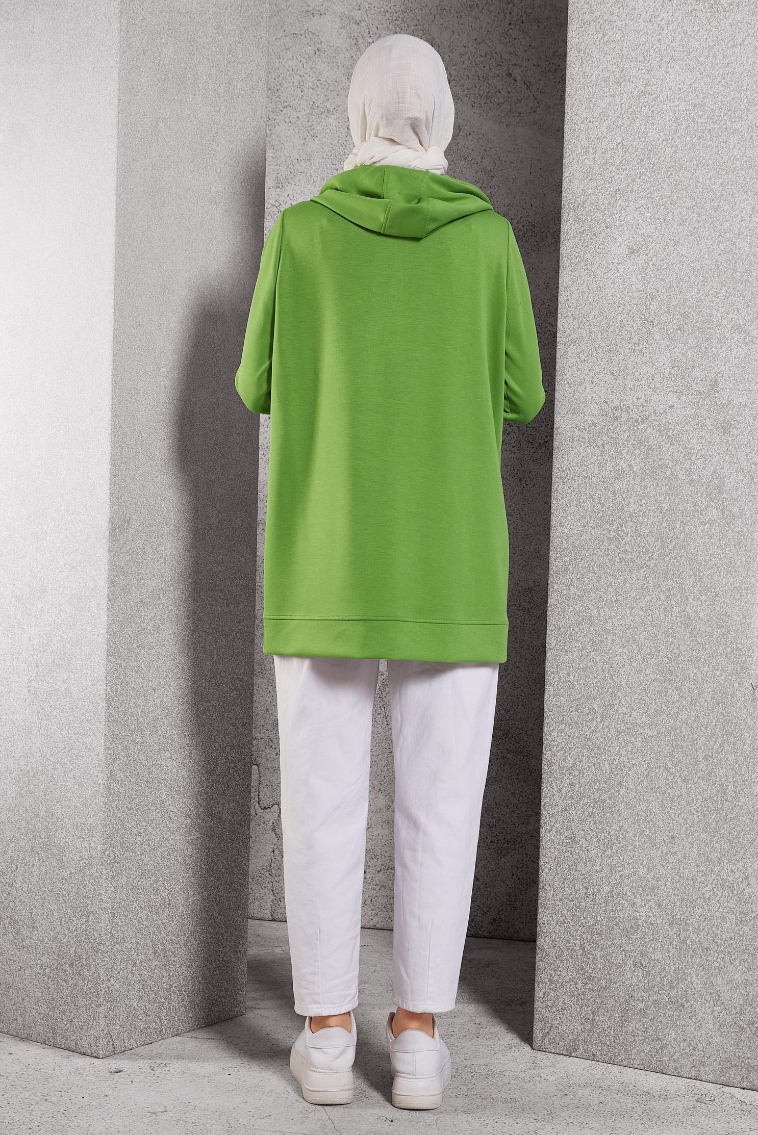 Tesettür giyim YEŞİL BASKILI EŞOFMAN TUNİK 45111