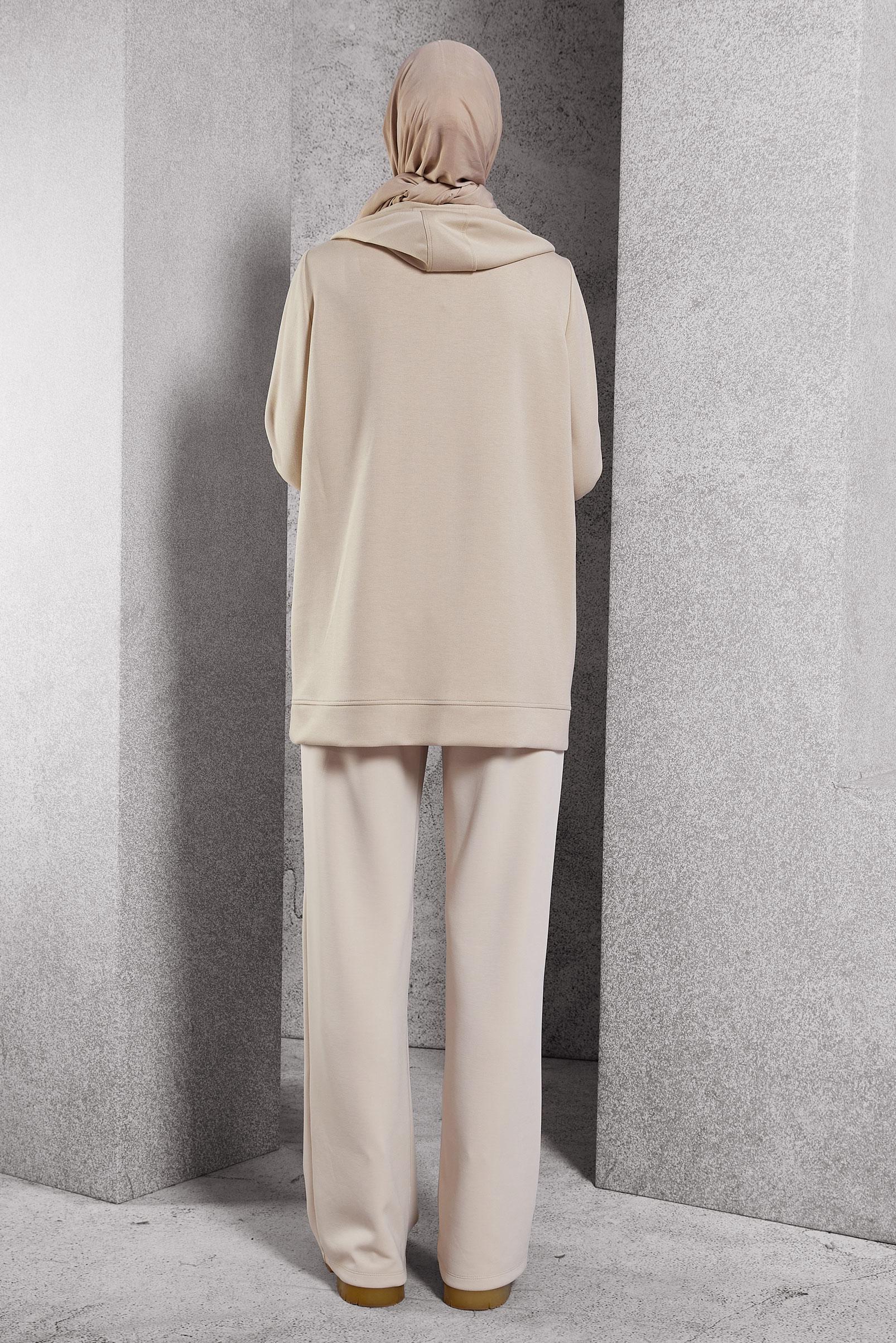 Vêtements hijab BEIGE TUNIQUE DE SURVÊTEMENT IMPRIMÉE 45111