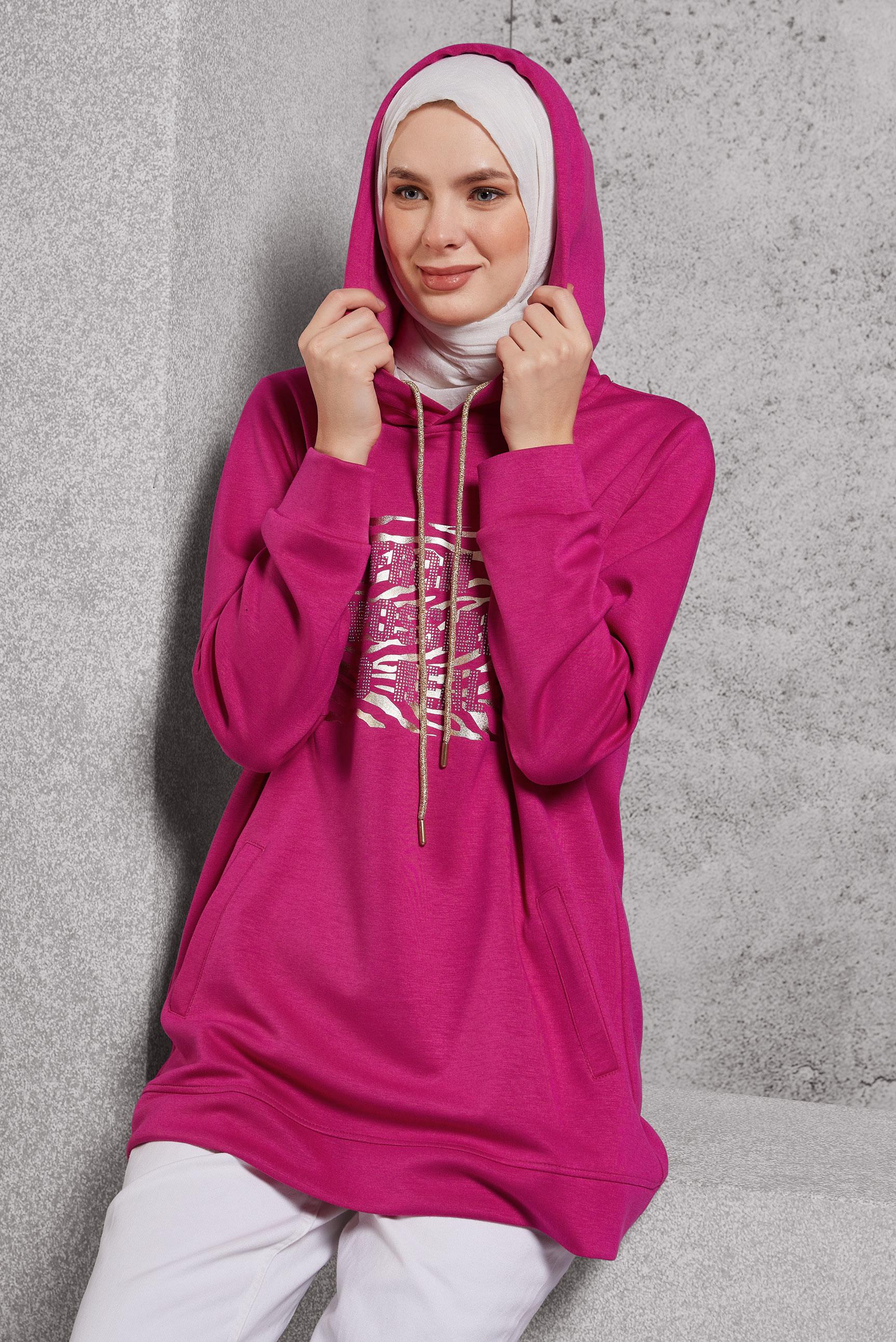 Hijab clothing FUCHSIA PRINTED TRACKSUIT TUNIC 45111