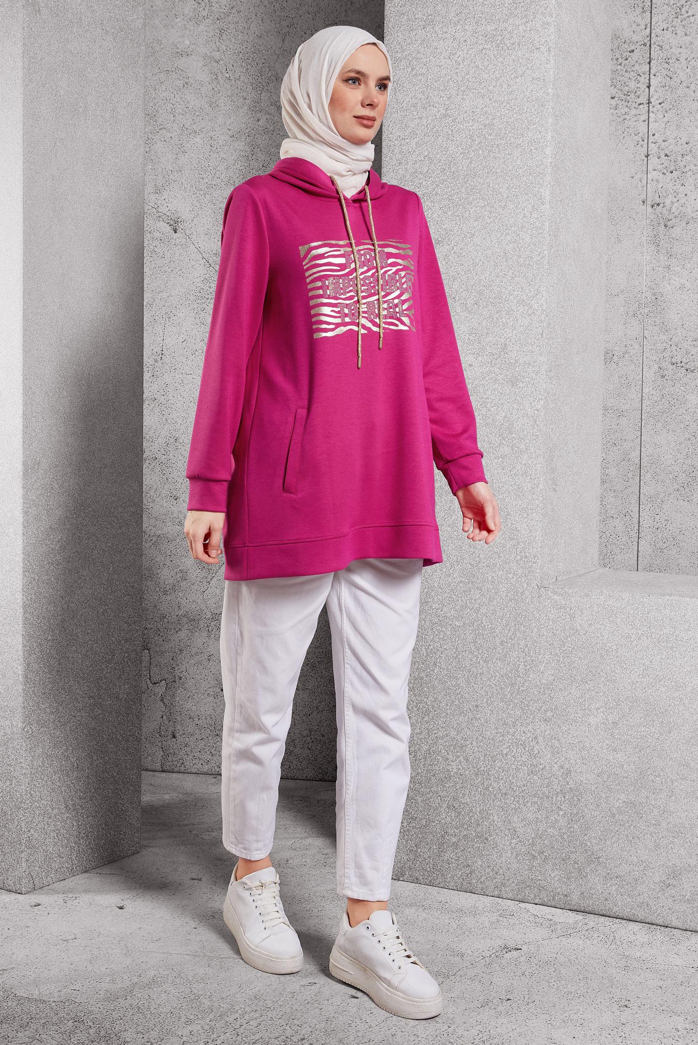 Hijab clothing FUCHSIA PRINTED TRACKSUIT TUNIC 45111