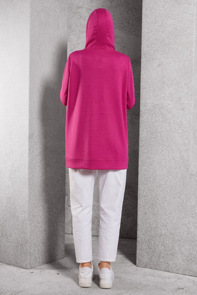 Vêtements hijab FUCHSIA TUNIQUE DE SURVÊTEMENT IMPRIMÉE 45111 - ALVİNA