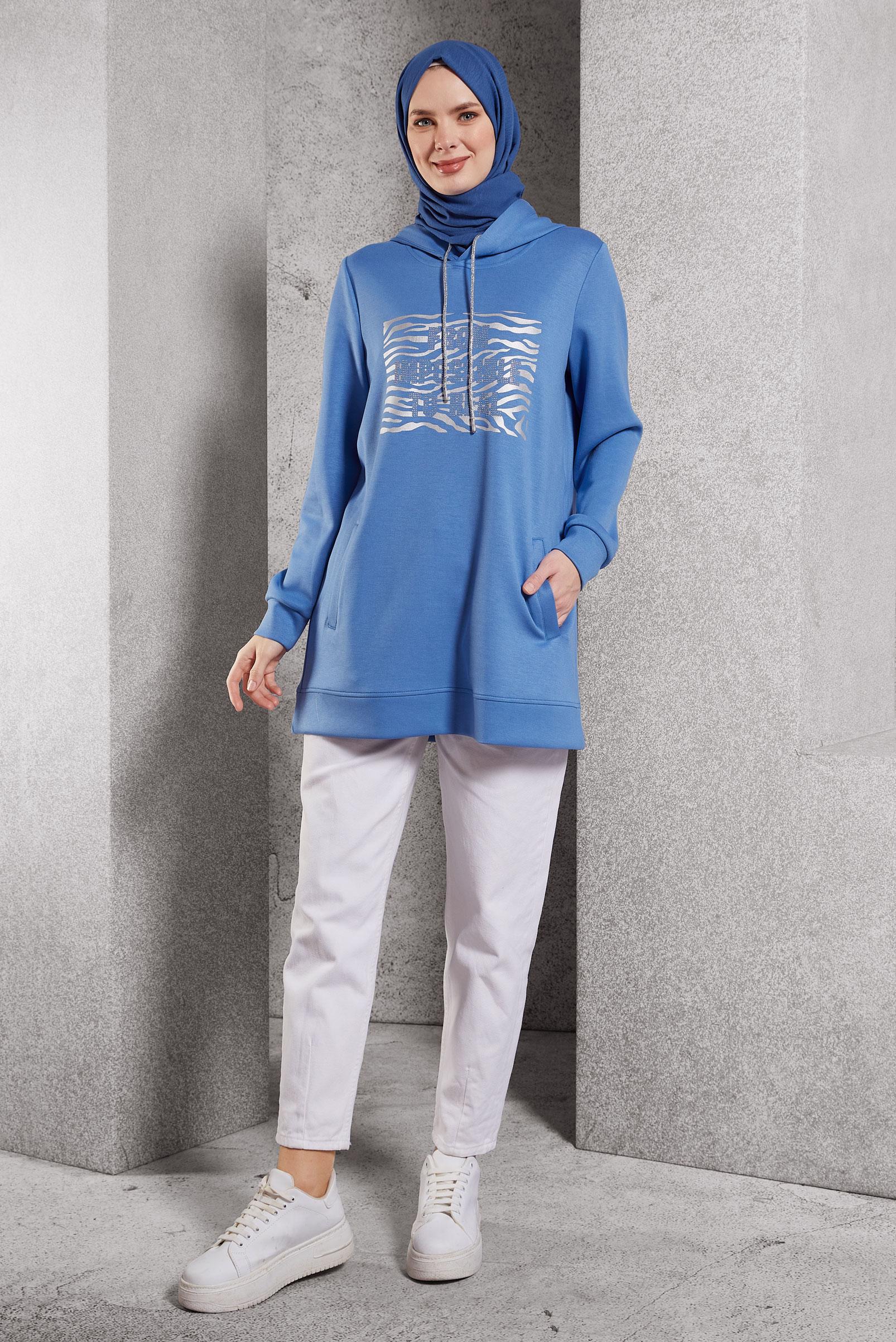 Hijab clothing BLUE PRINTED TRACKSUIT TUNIC 45111