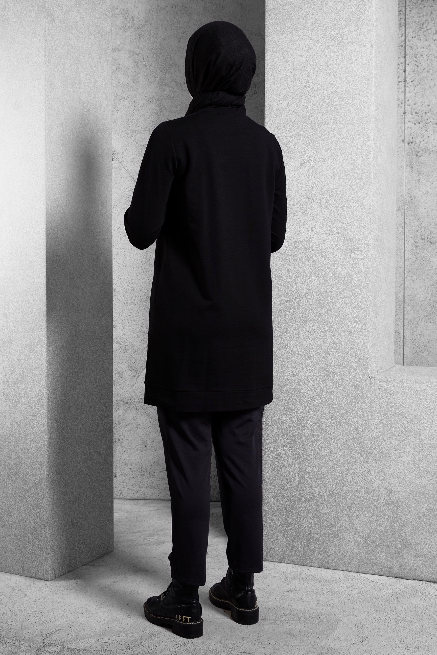 Hijab clothing BLACK PRINTED TRACKSUIT TUNIC 45112