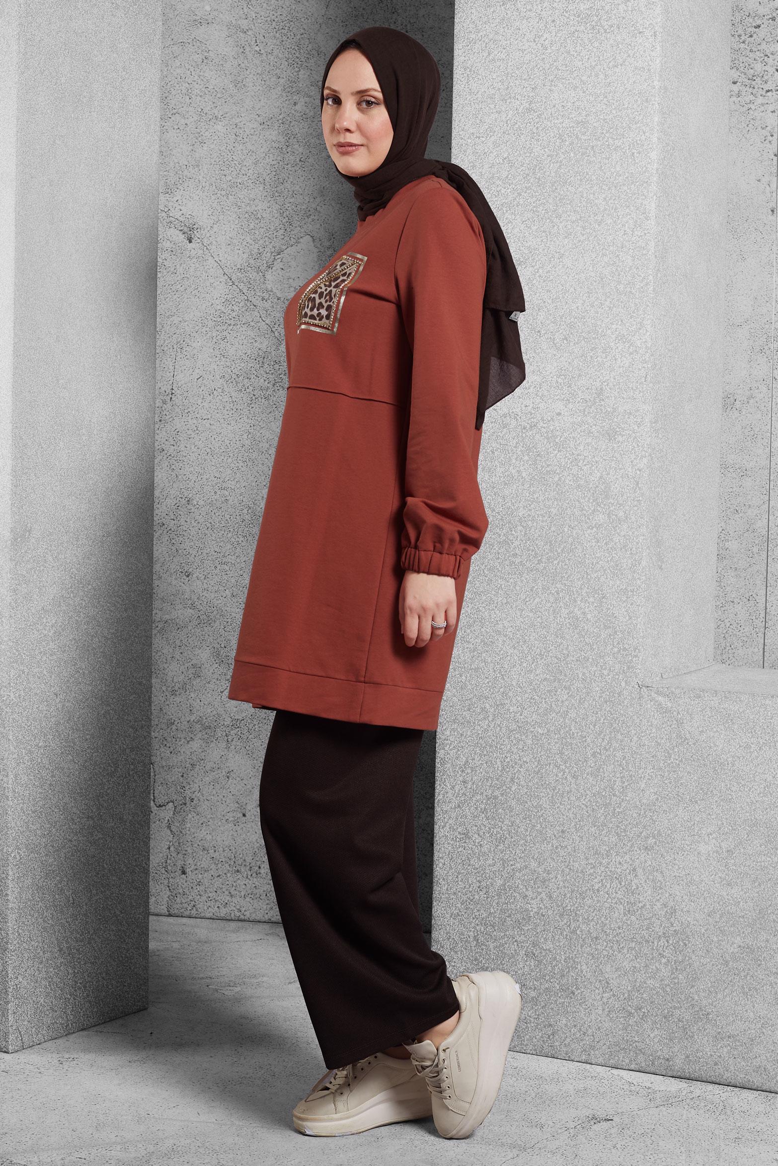 Vêtements hijab ORANGE TUNIQUE DE SURVÊTEMENT IMPRIMÉE 45112