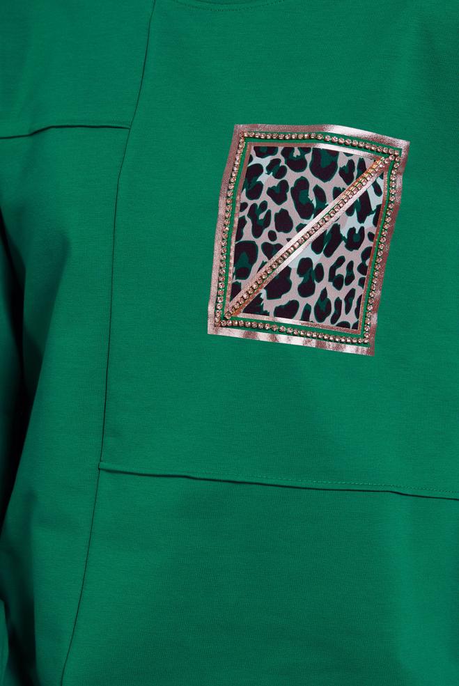 Vêtements hijab VERT TUNIQUE DE SURVÊTEMENT IMPRIMÉE 45112 - ALVİNA