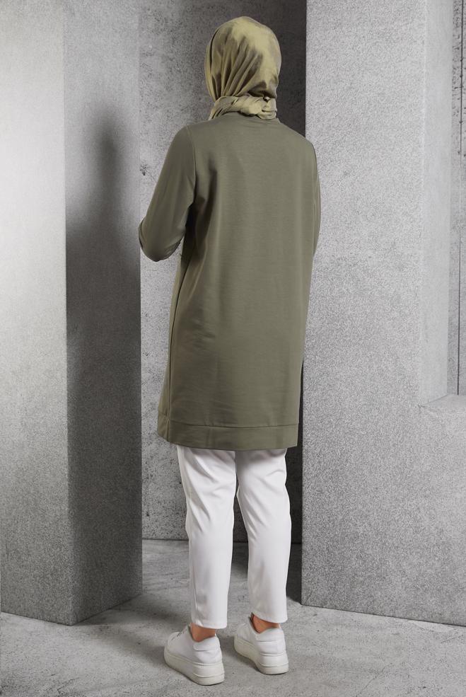 Tesettür giyim YEŞİL BASKILI EŞOFMAN TUNİK 45112 - ALVİNA