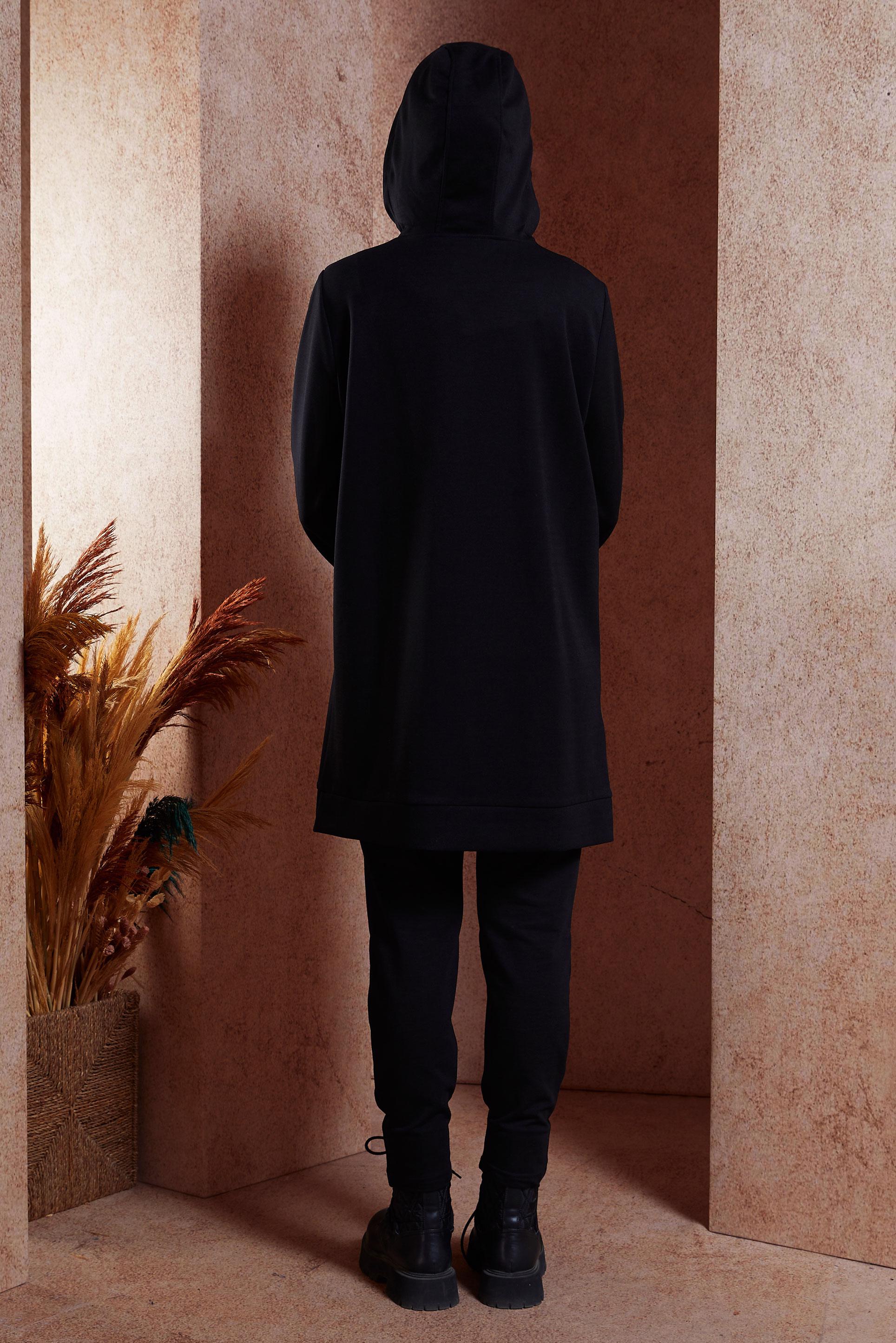Hijab clothing BLACK HOODED TRACKSUIT TUNIC 45113