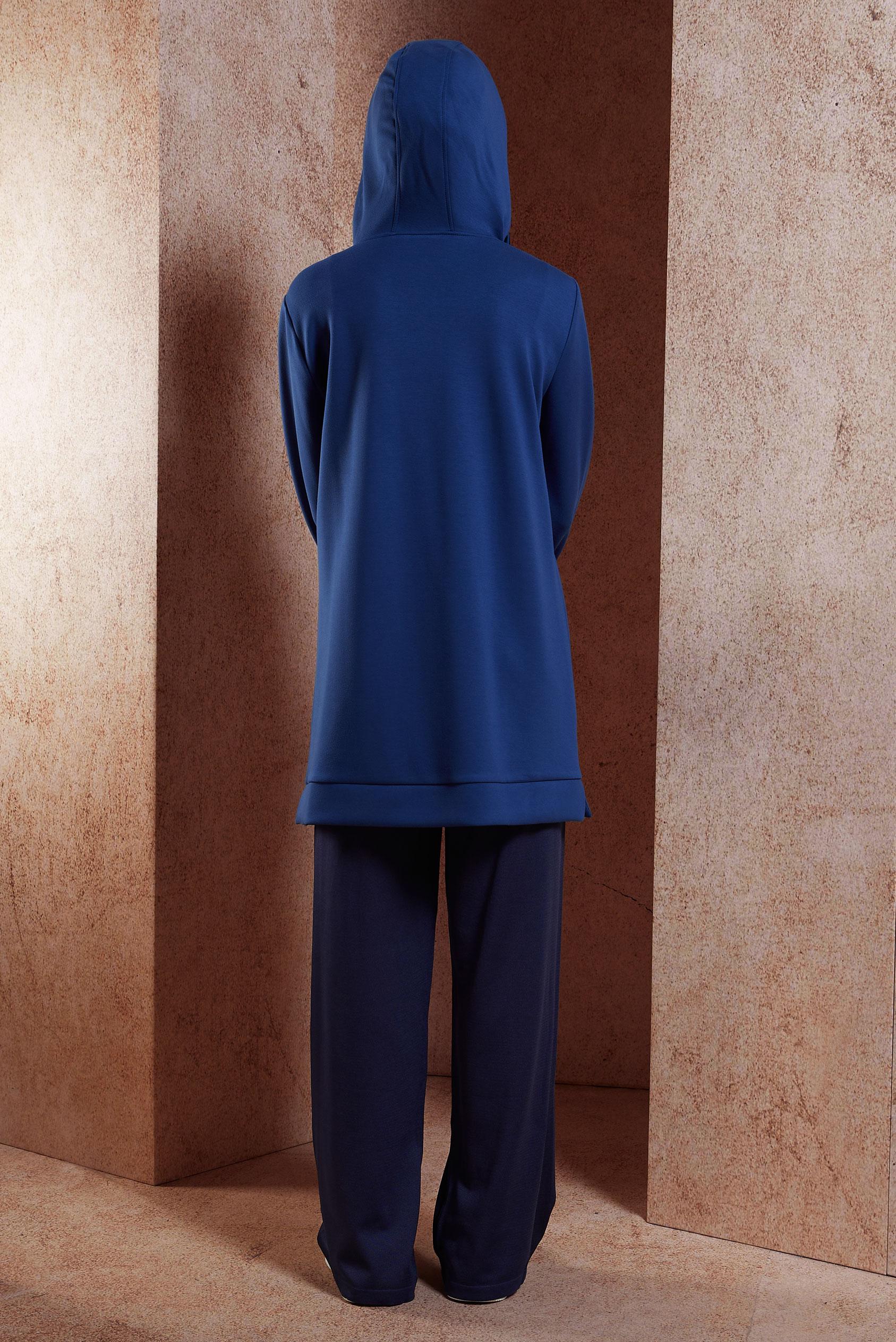 Hijab clothing NAVY BLUE HOODED TRACKSUIT TUNIC 45113