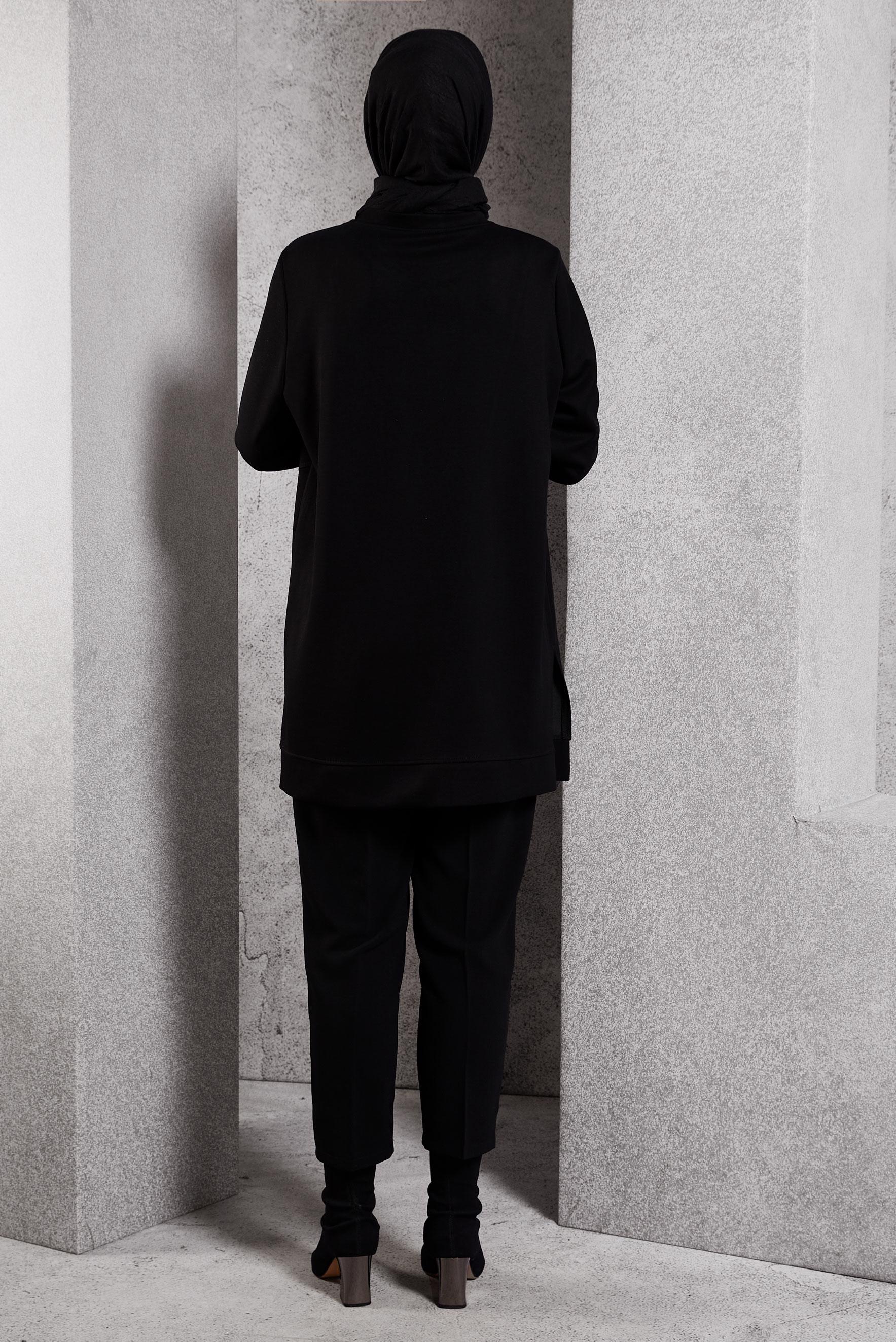 Hijab clothing BLACK PATTERNED TRACKSUIT TUNIC 45114