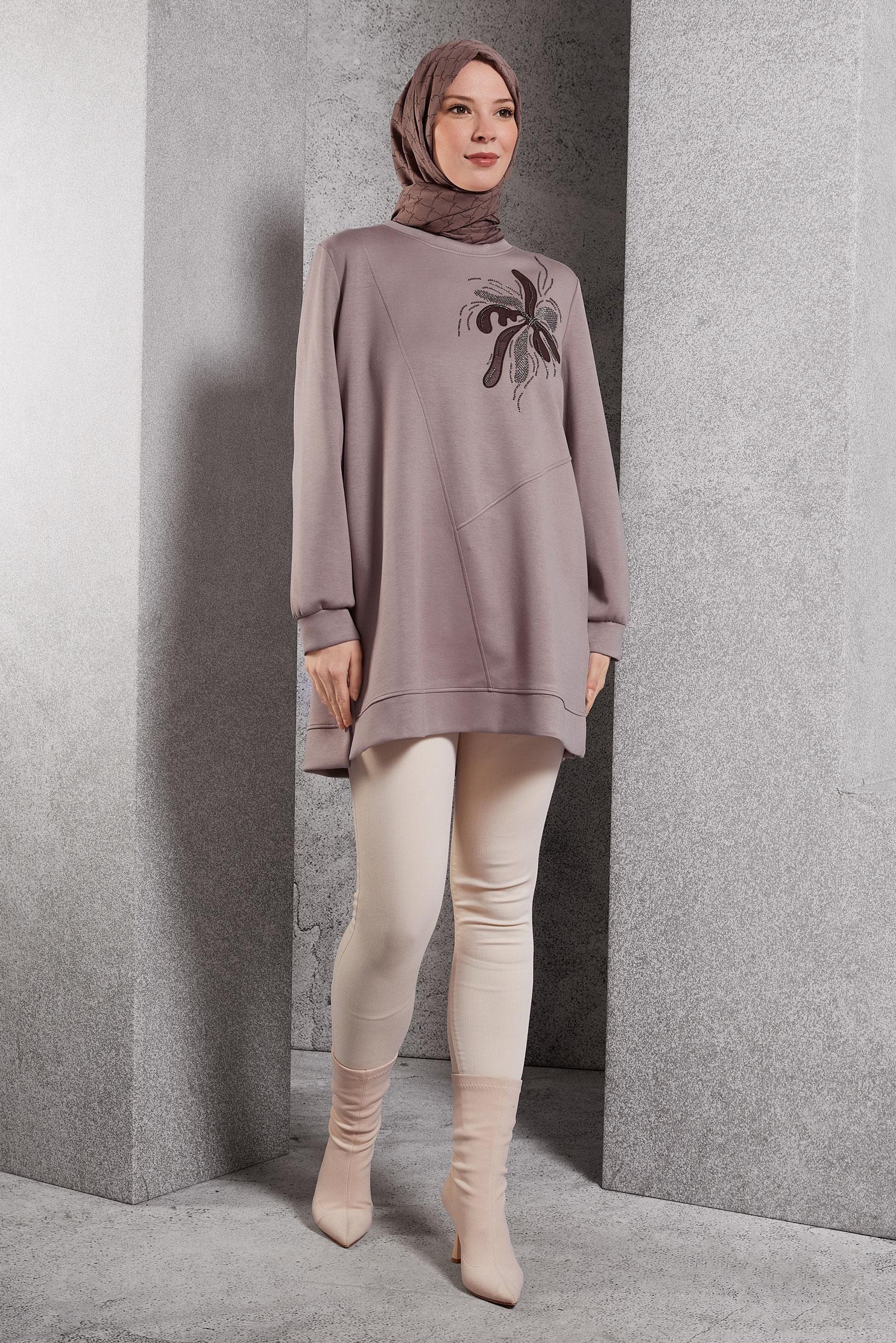 Hijab clothing MINK PATTERNED TRACKSUIT TUNIC 45114