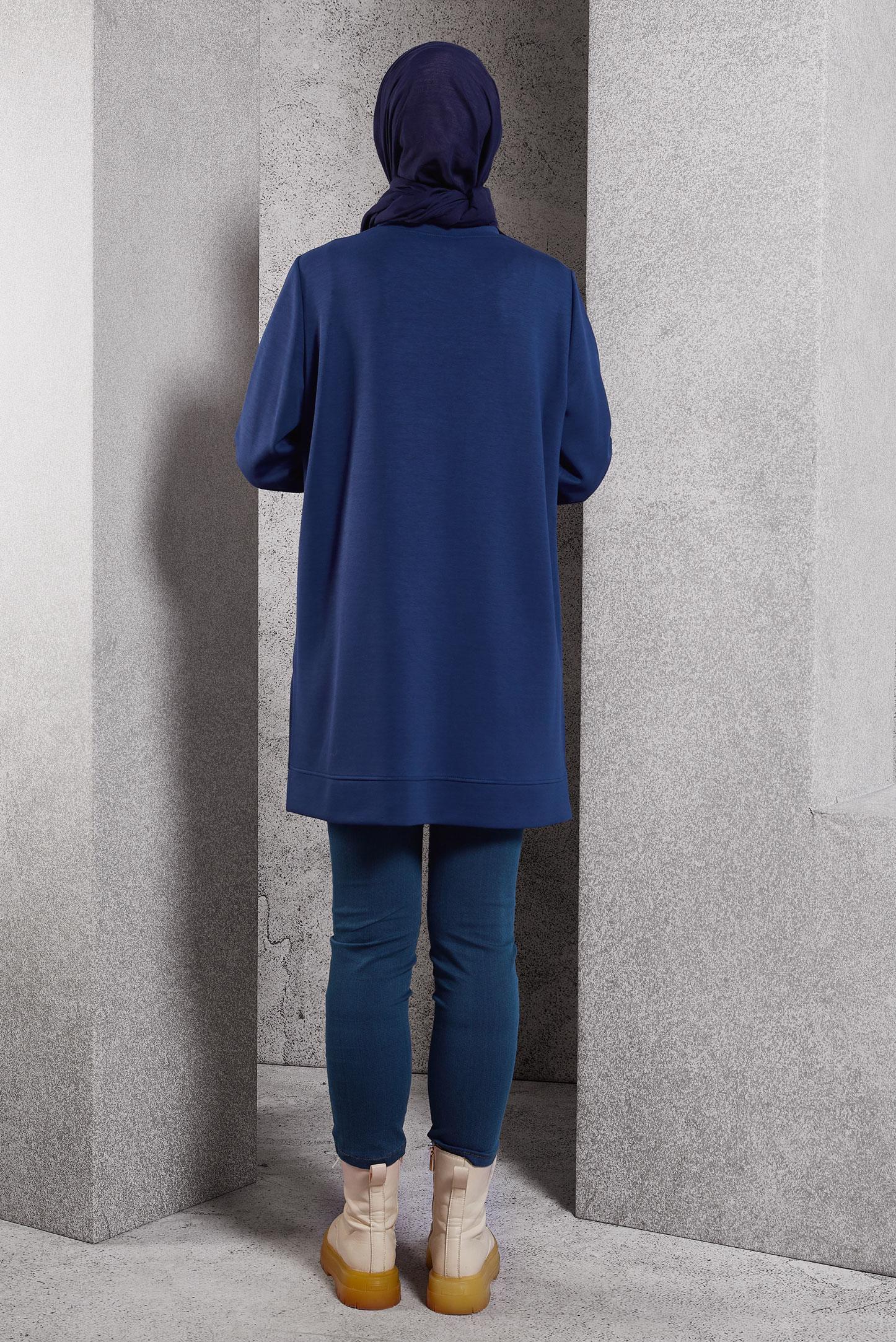 Hijab clothing NAVY BLUE PATTERNED TRACKSUIT TUNIC 45114