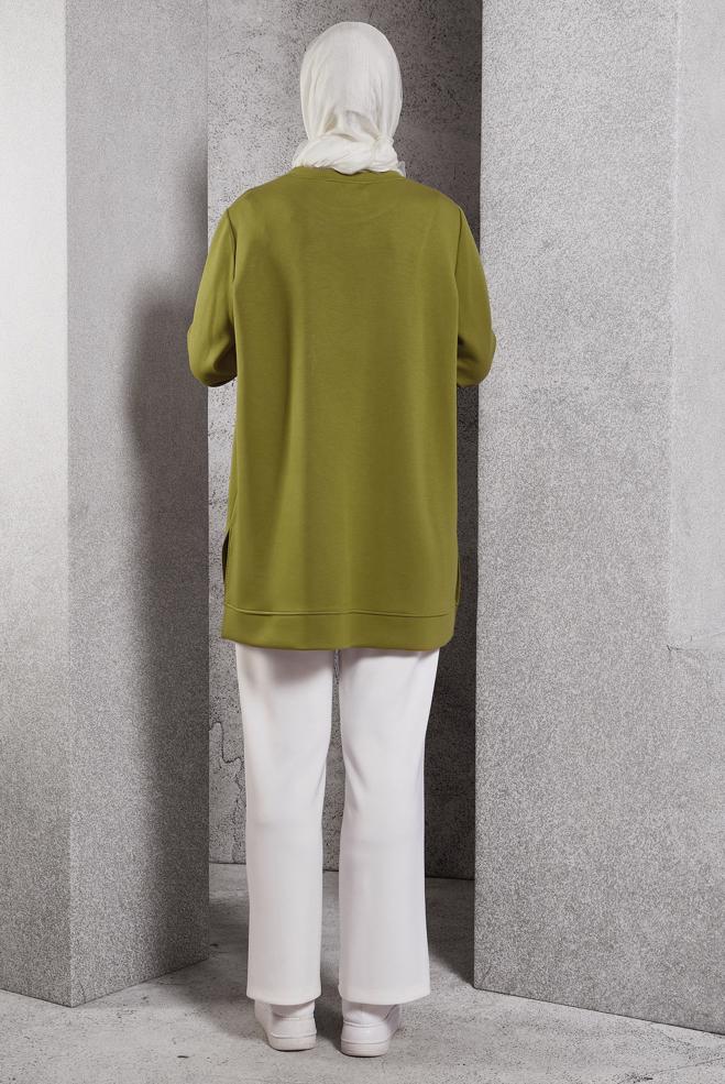 Hijab clothing GREEN PATTERNED TRACKSUIT TUNIC 45114 - ALVİNA