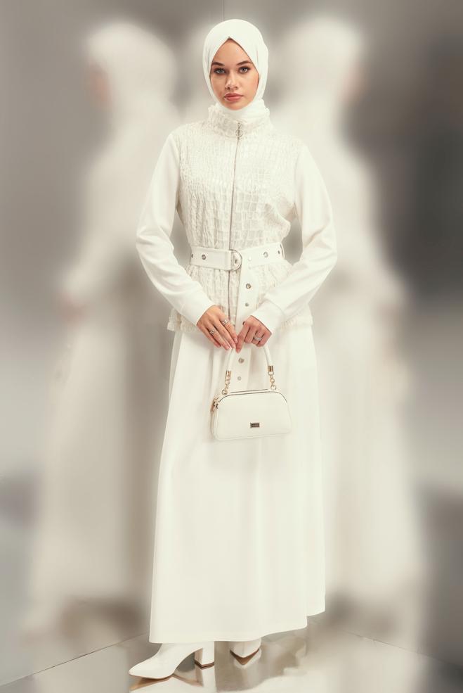 Vêtements hijab  ENSEMBLE DE SURVÊTEMENT AVEC JUPE CEINTURÉE 45127 - ALVİNA