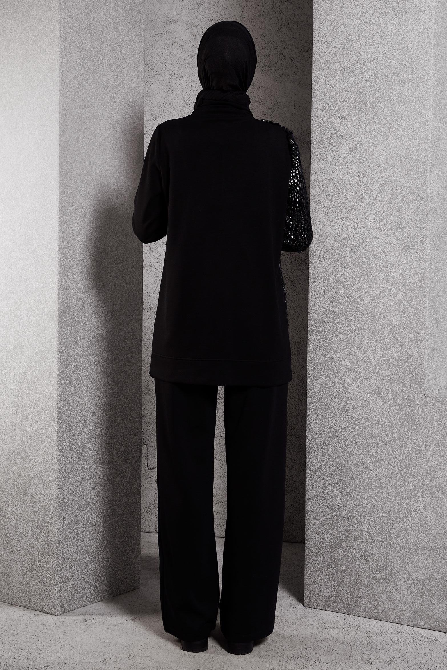 Tesettür giyim SİYAH PANTOLONLU EŞOFMAN TAKIM 45128