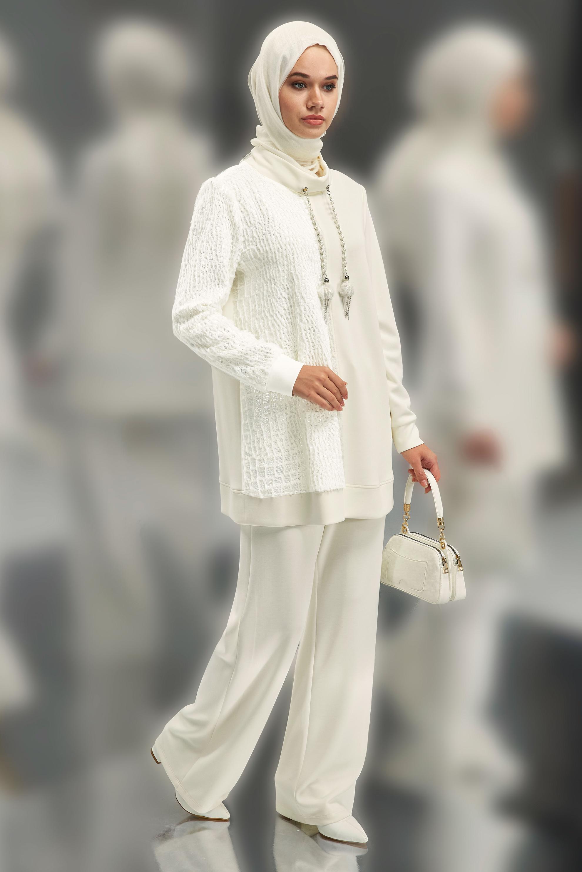 Vêtements hijab BLANC ENSEMBLE SURVÊTEMENT AVEC PANTALON 45128