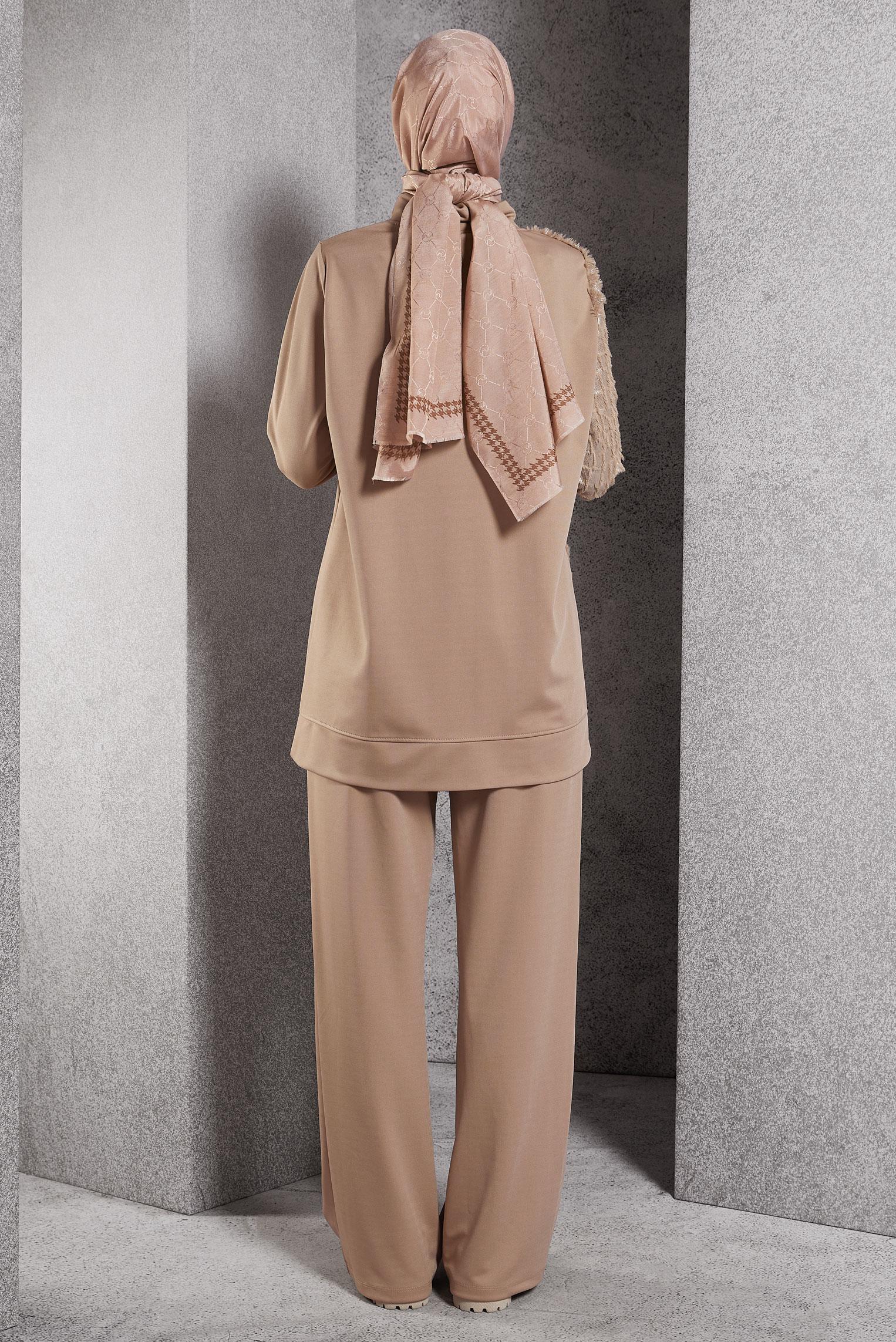 Tesettür giyim KAHVE PANTOLONLU EŞOFMAN TAKIM 45128