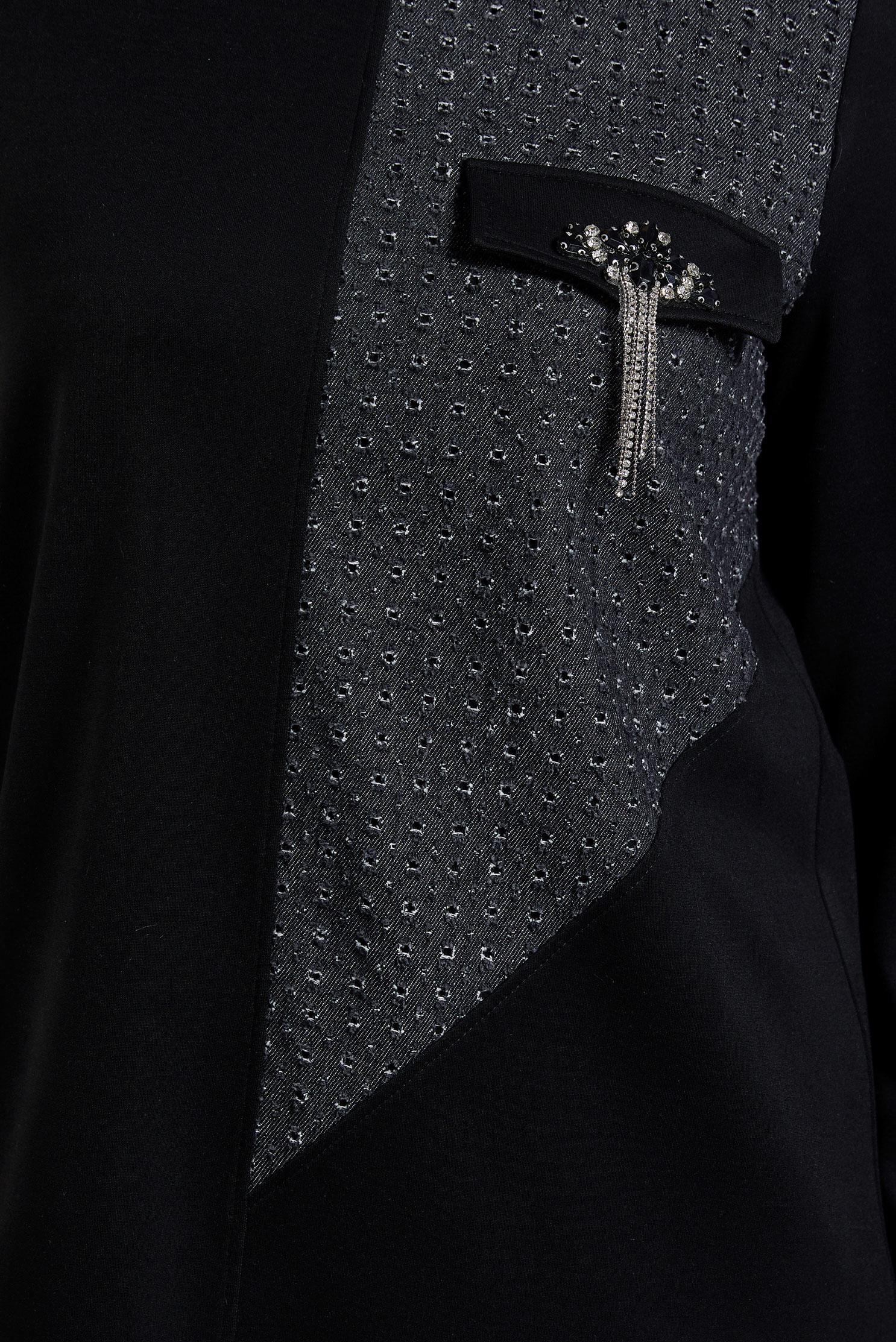 Vêtements hijab NOIR TUNIQUE DE SURVÊTEMENT À DÉTAILS DE GEMMES 45129