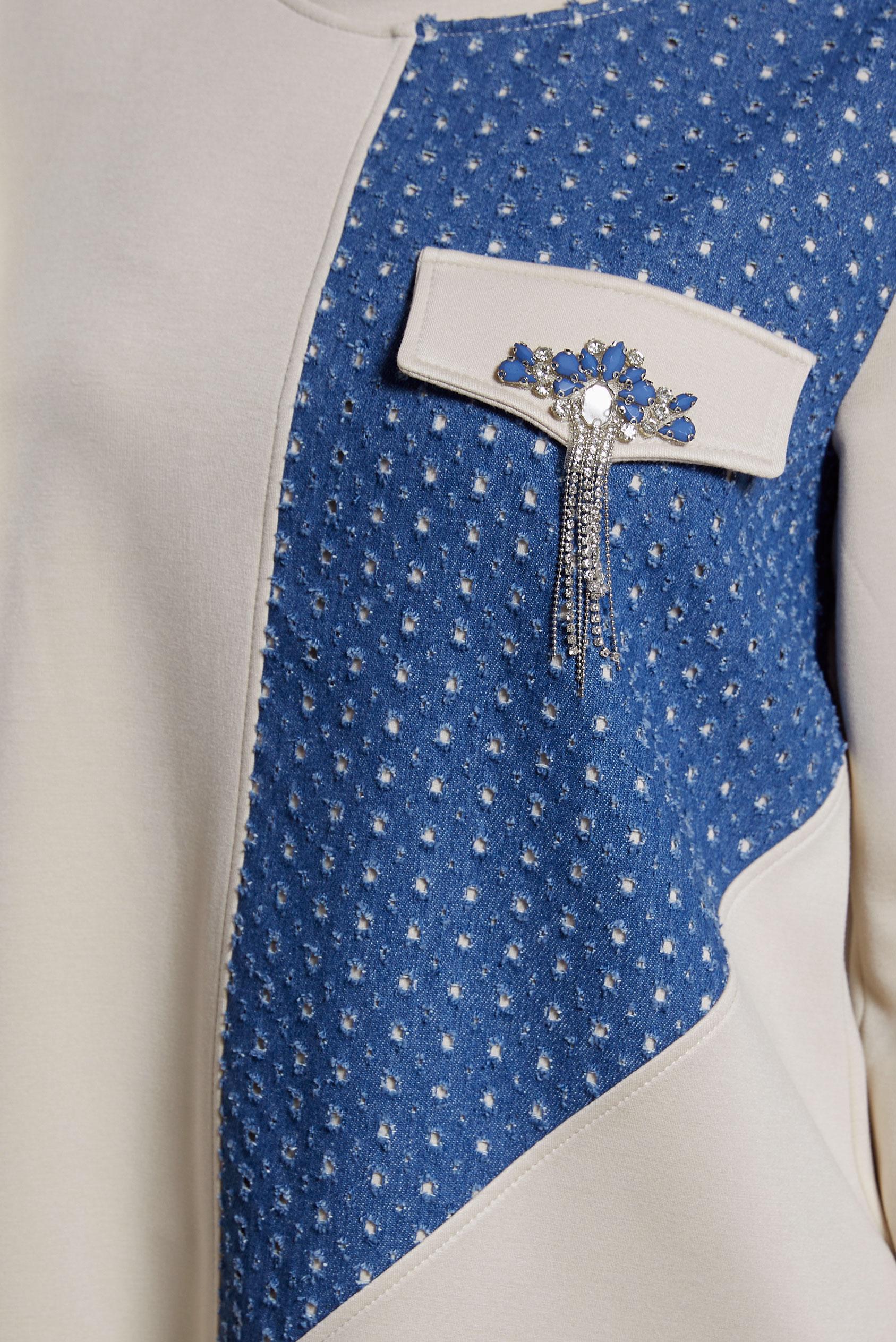 Vêtements hijab BEIGE TUNIQUE DE SURVÊTEMENT À DÉTAILS DE GEMMES 45129