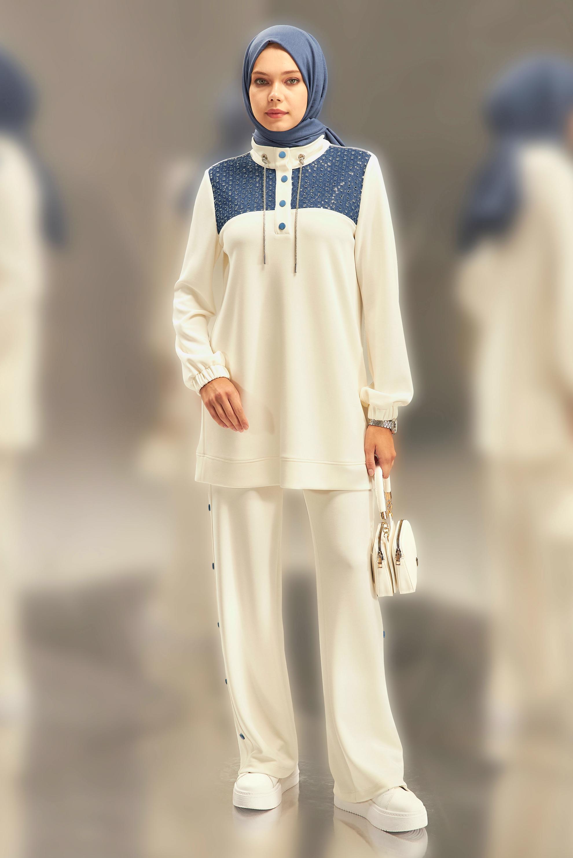 Vêtements hijab BLANC ENSEMBLE SURVÊTEMENT AVEC PANTALON 45130