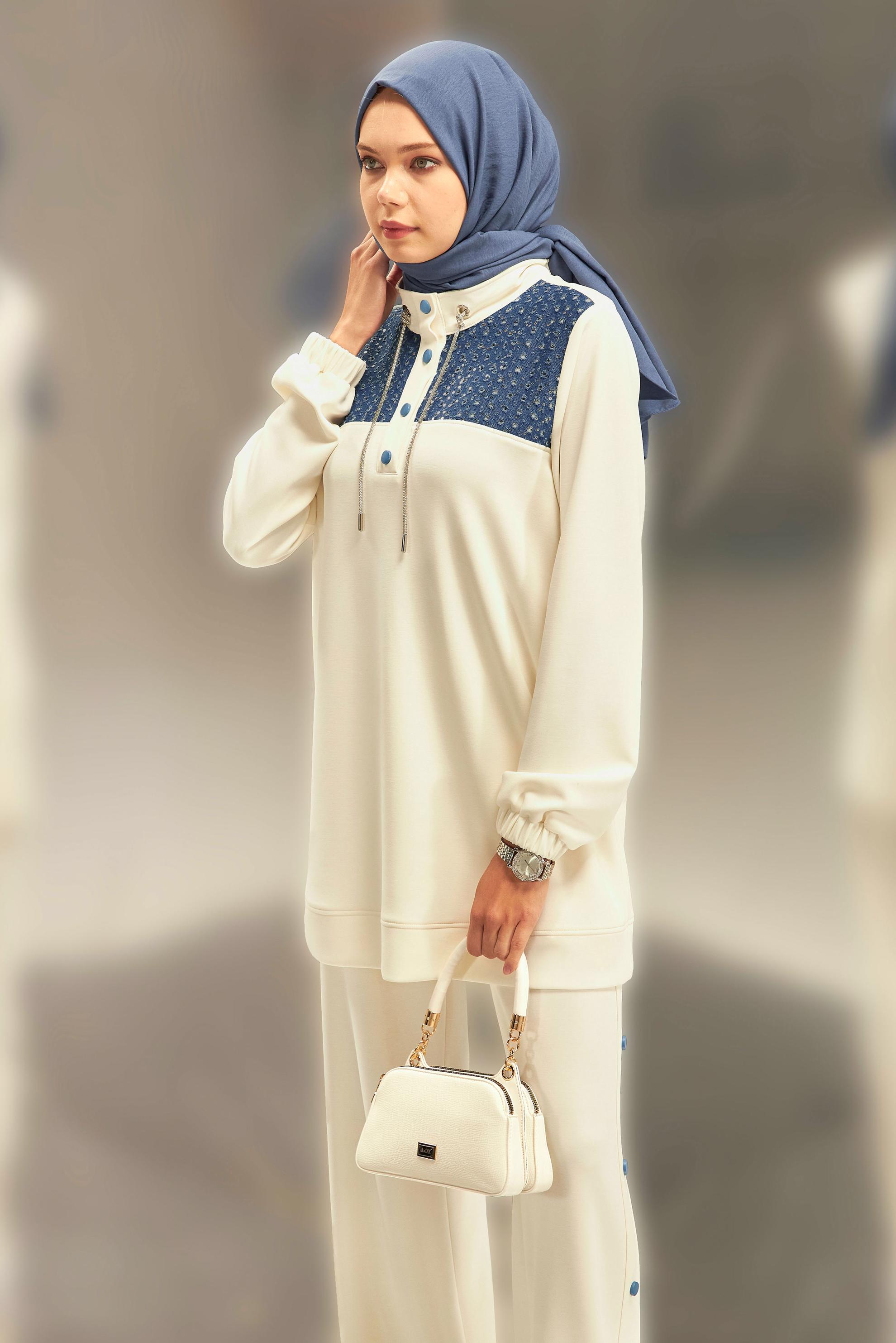 Vêtements hijab BLANC ENSEMBLE SURVÊTEMENT AVEC PANTALON 45130