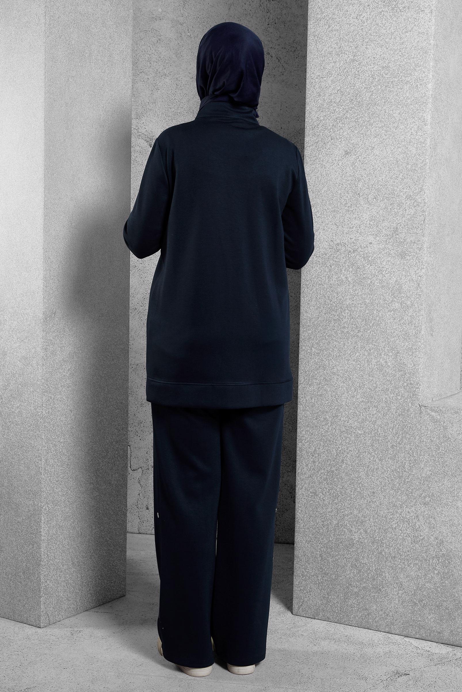 Hijab clothing NAVY BLUE TRACKSUIT SET WITH PANTS 45130
