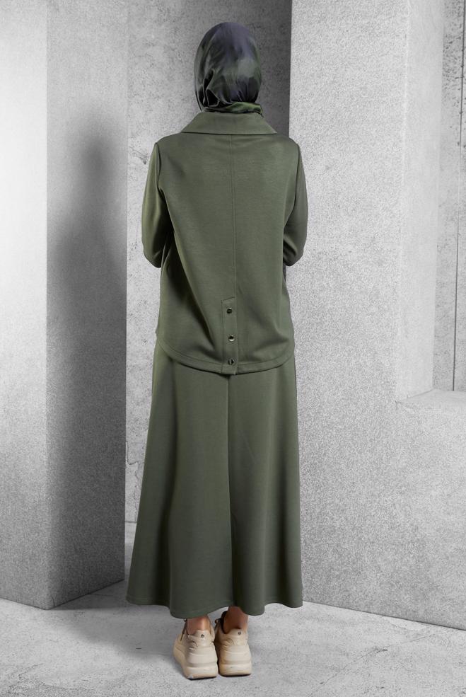 Vêtements hijab KAKI ENSEMBLE DE SURVÊTEMENT À JUPE 45131 - ALVİNA