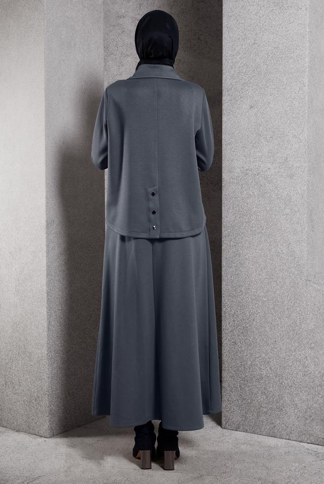Vêtements hijab GRIS ENSEMBLE DE SURVÊTEMENT À JUPE 45131 - ALVİNA