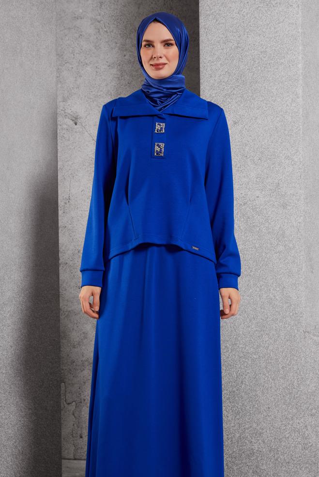 Vêtements hijab BLEU MARINE ENSEMBLE DE SURVÊTEMENT À JUPE 45131 - ALVİNA