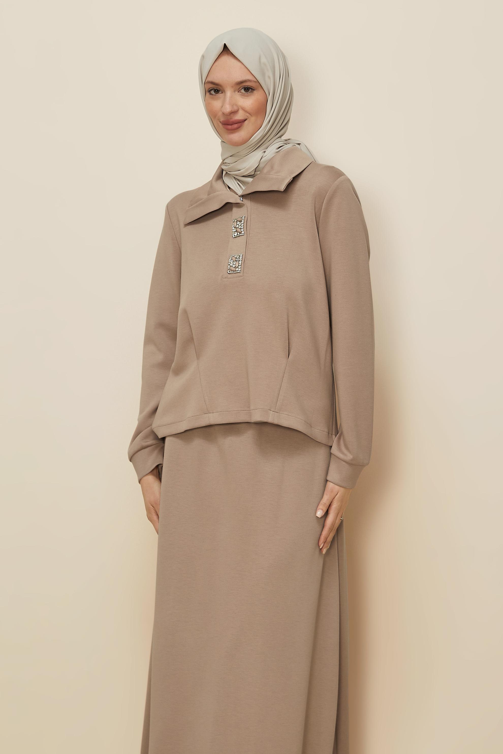 Hijab clothing BROWN SKIRTED TRACKSUIT SET 45131