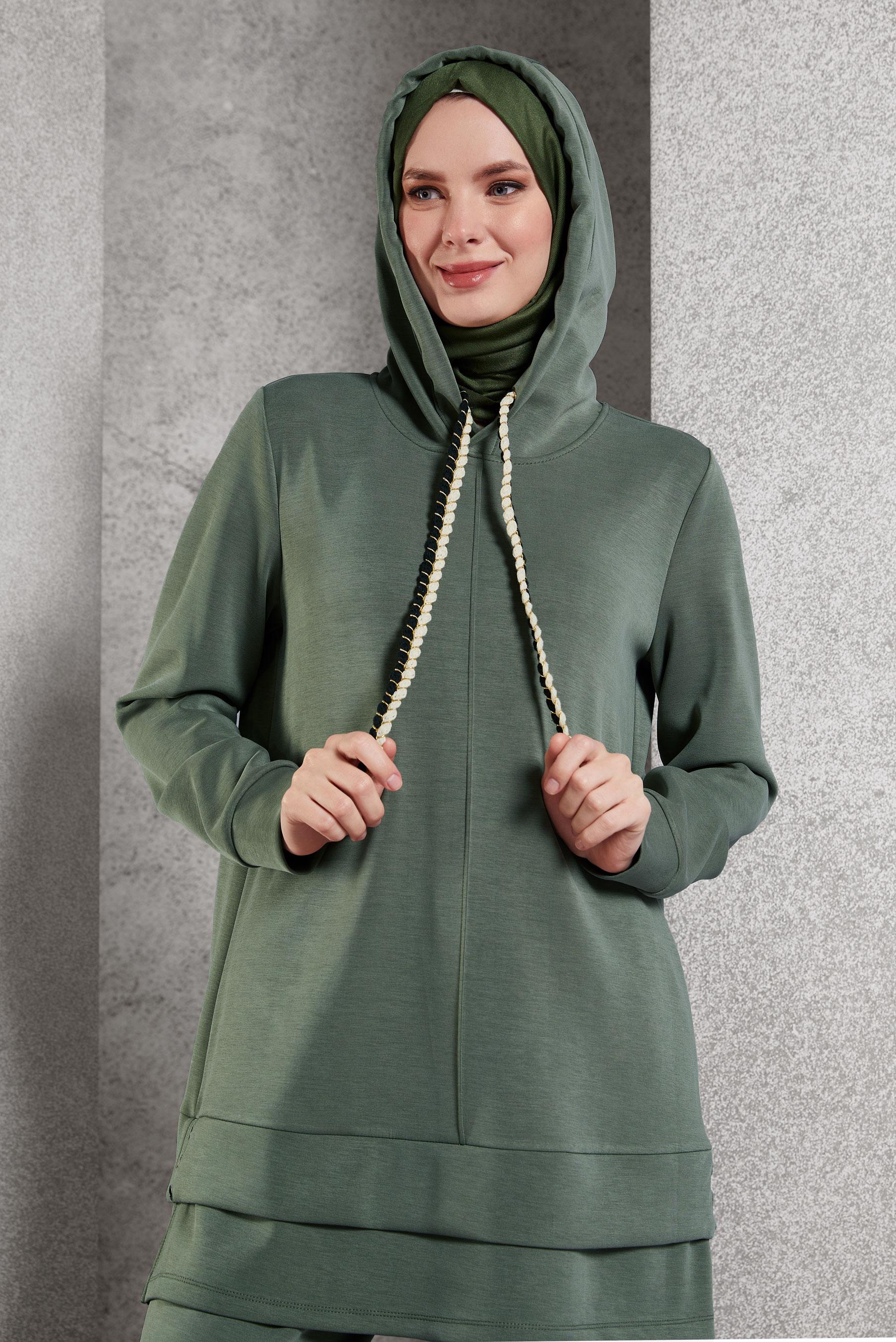 Tesettür giyim HAKİ PANTOLONLU EŞOFMAN TAKIM 45132