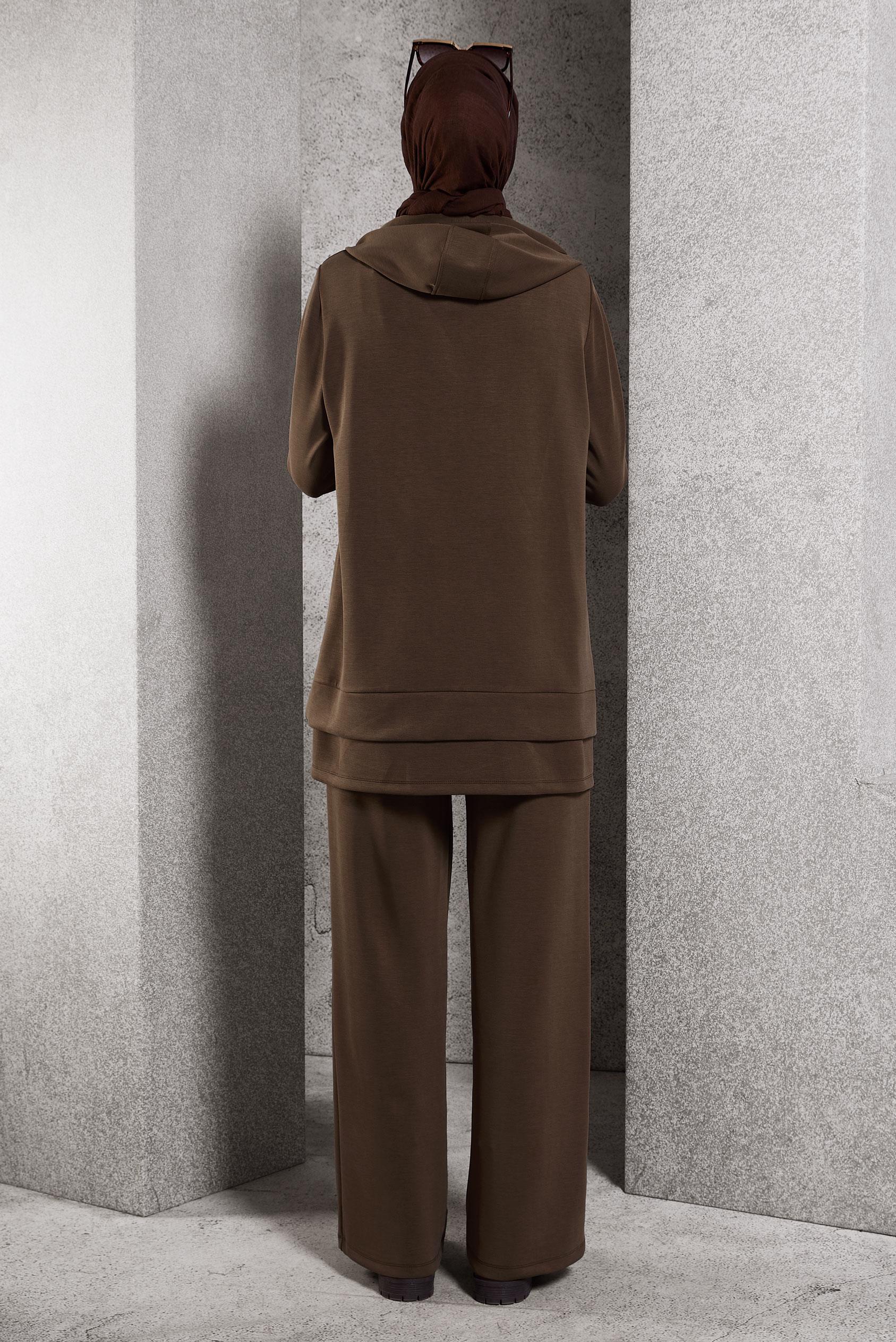 Tesettür giyim KAHVE PANTOLONLU EŞOFMAN TAKIM 45132