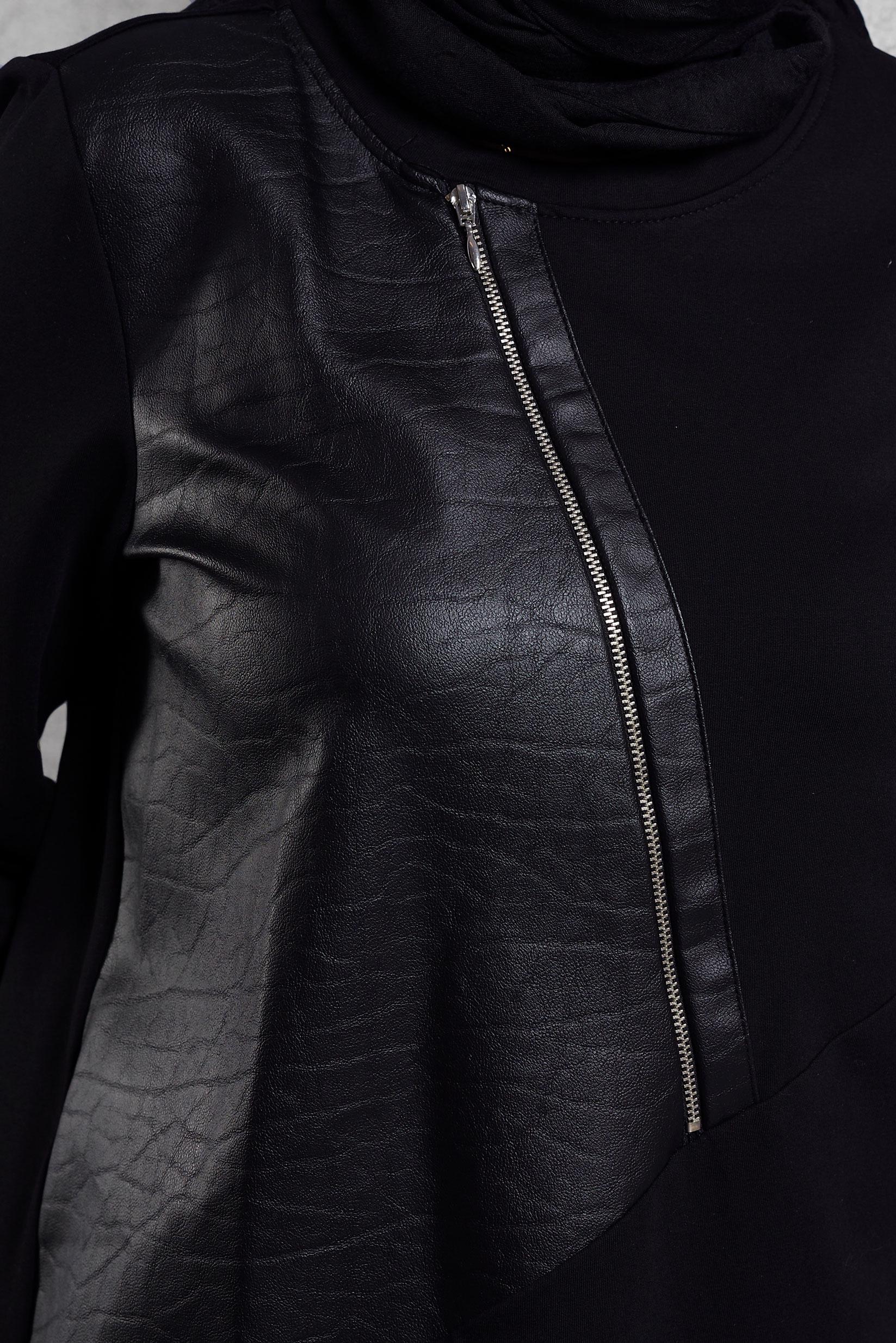 Vêtements hijab NOIR TUNIQUE DE SURVÊTEMENT AVEC DÉTAIL ZIP 45133