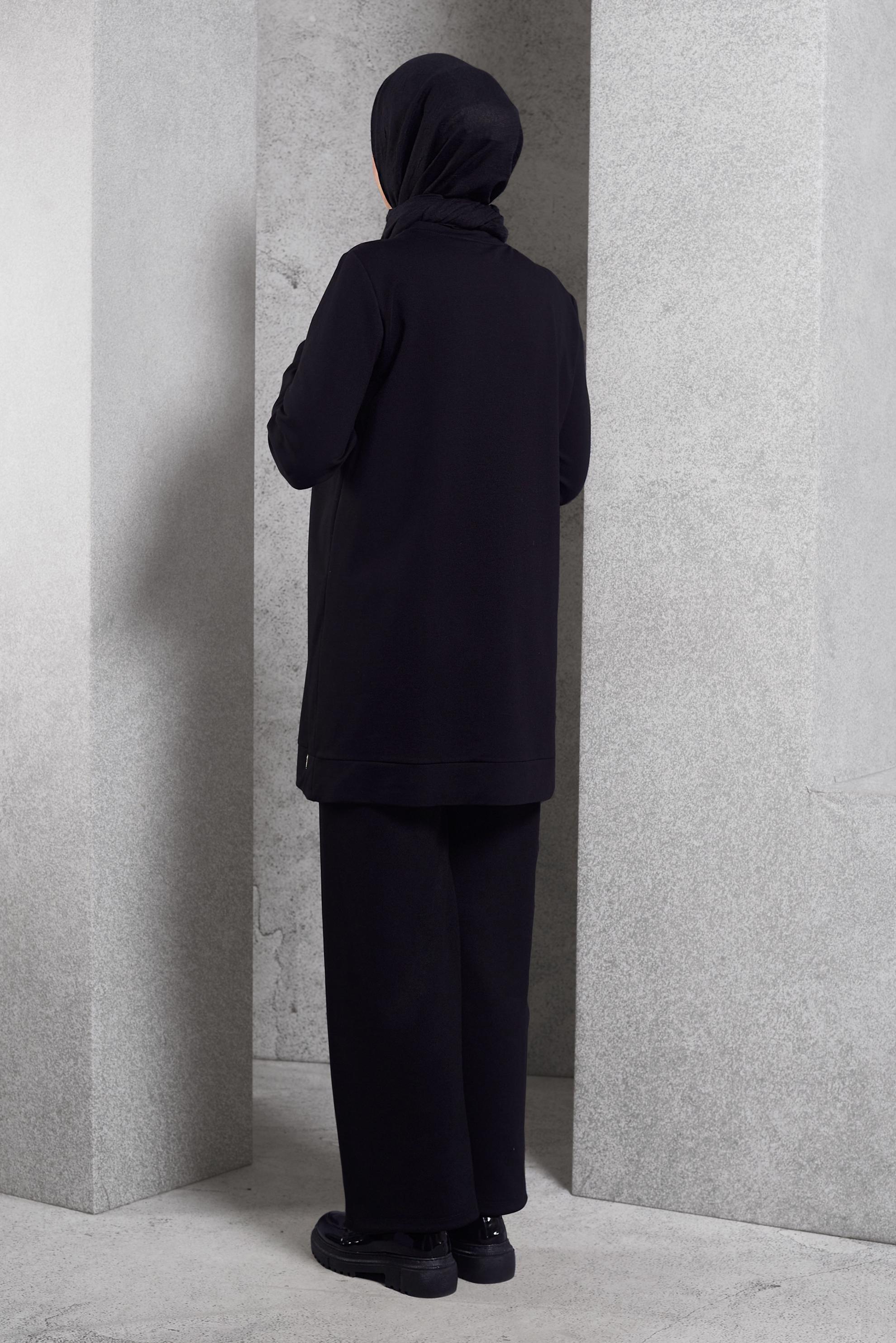 Vêtements hijab NOIR TUNIQUE DE SURVÊTEMENT AVEC DÉTAIL ZIP 45133