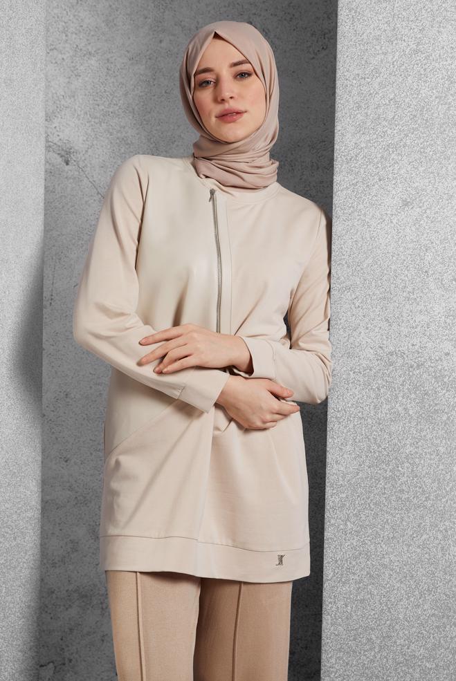Hijab clothing  TRACKSUIT TUNIC WITH ZIP DETAIL 45133 - ALVİNA