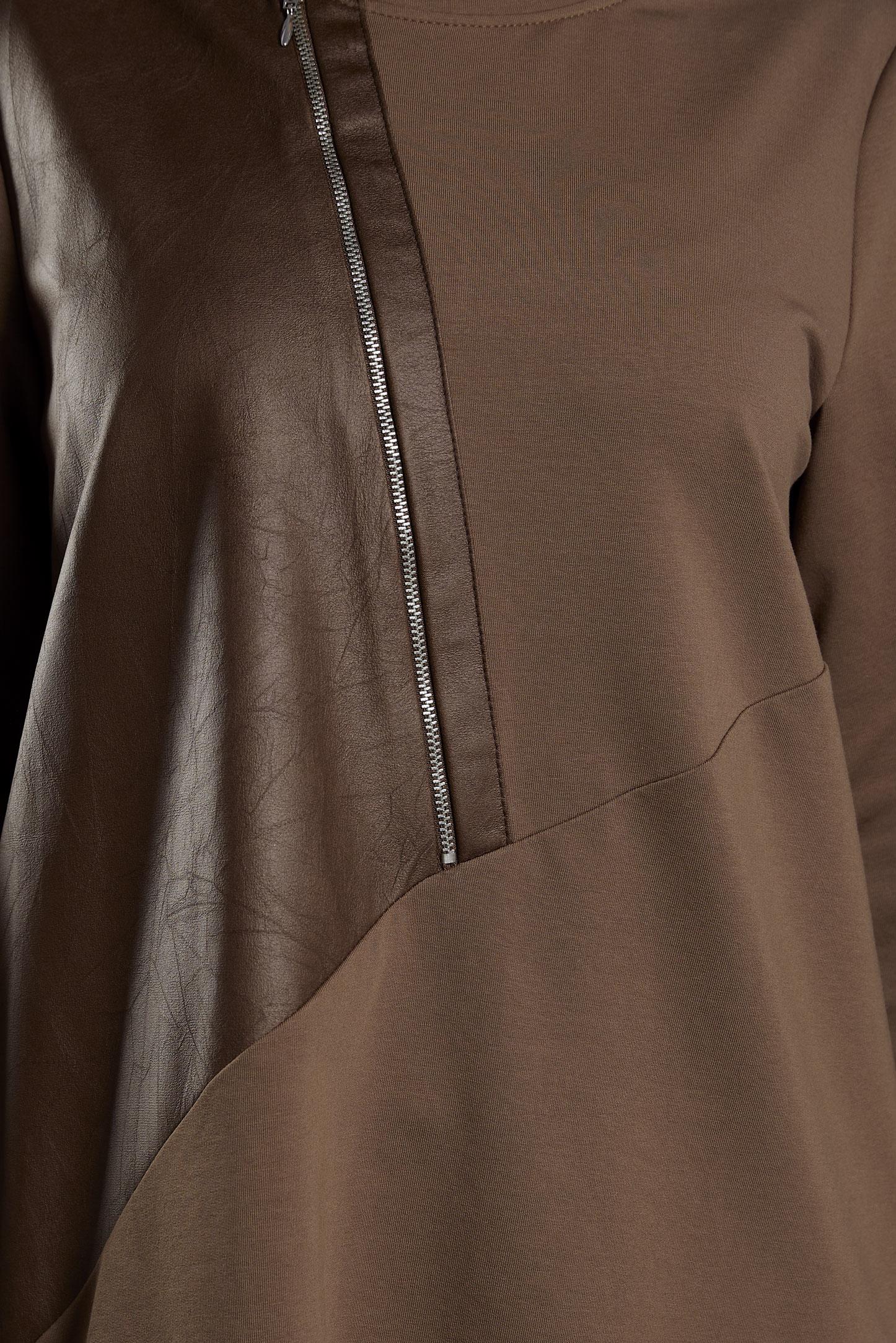 Vêtements hijab BRUN TUNIQUE DE SURVÊTEMENT AVEC DÉTAIL ZIP 45133