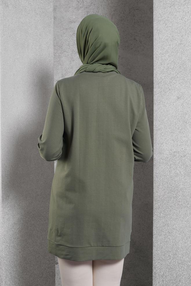 Vêtements hijab VERT TUNIQUE DE SURVÊTEMENT AVEC DÉTAIL ZIP 45133 - ALVİNA