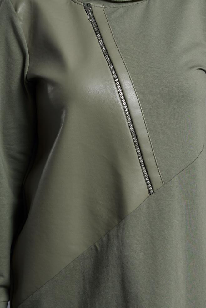 Vêtements hijab VERT TUNIQUE DE SURVÊTEMENT AVEC DÉTAIL ZIP 45133 - ALVİNA