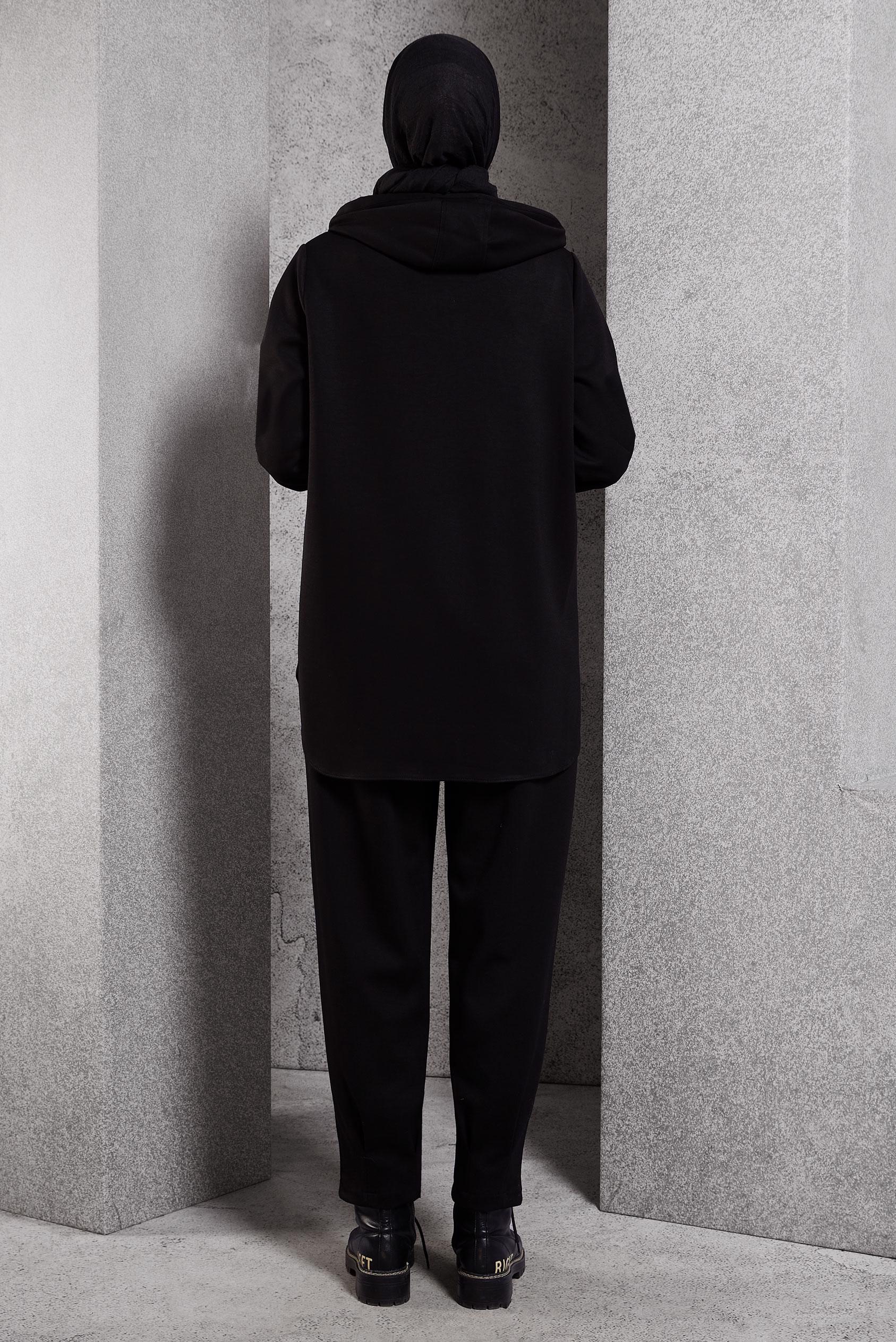 Hijab clothing BLACK HOODED TRACKSUIT SET 45134