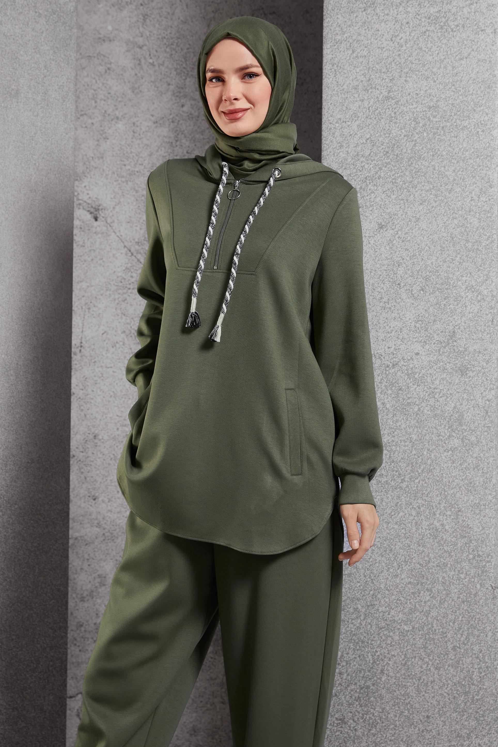 Hijab clothing KHAKI HOODED TRACKSUIT SET 45134