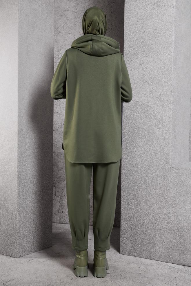 Vêtements hijab KAKI ENSEMBLE DE SURVÊTEMENT À CAPUCHE 45134 - ALVİNA