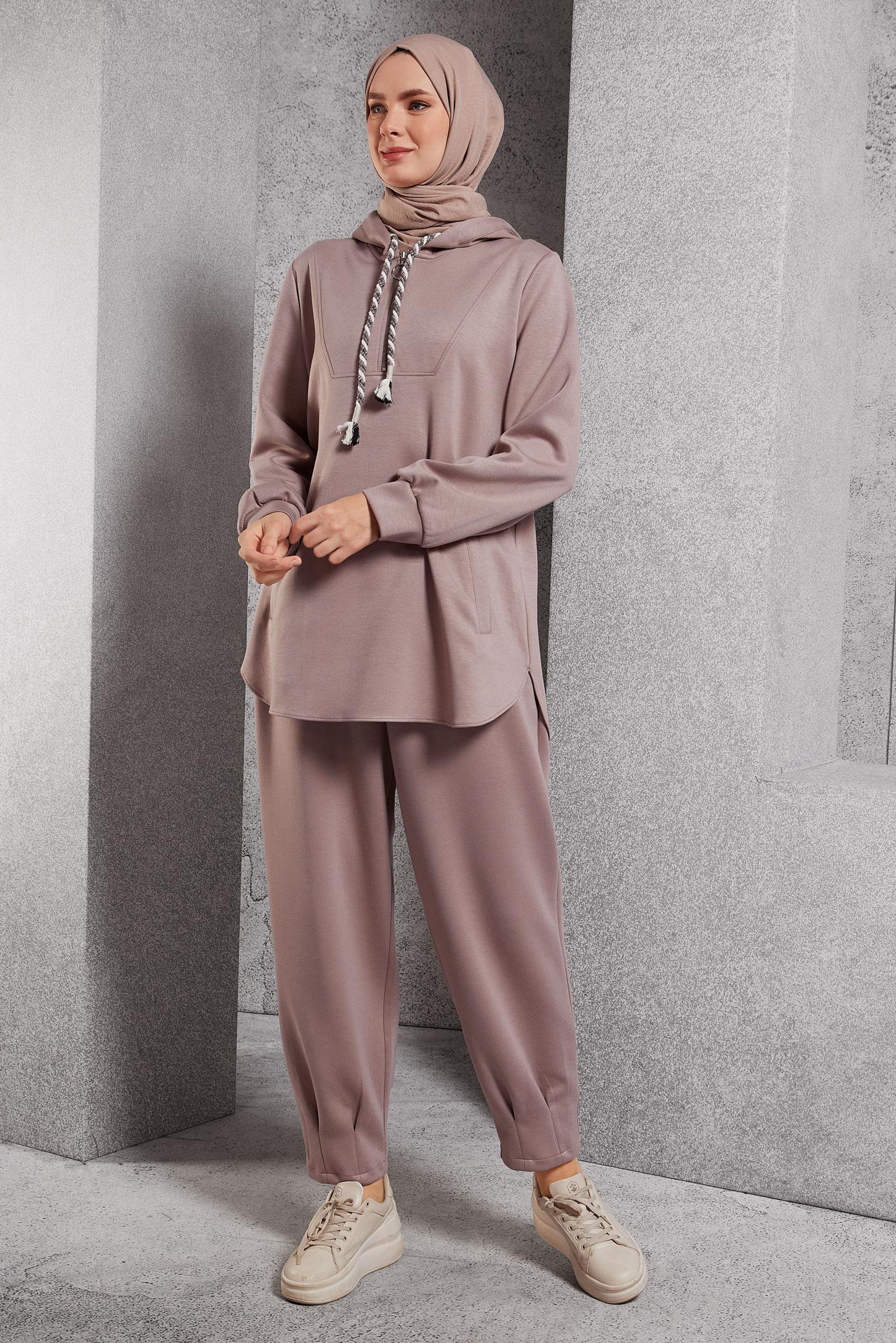 Hijab clothing MINK HOODED TRACKSUIT SET 45134