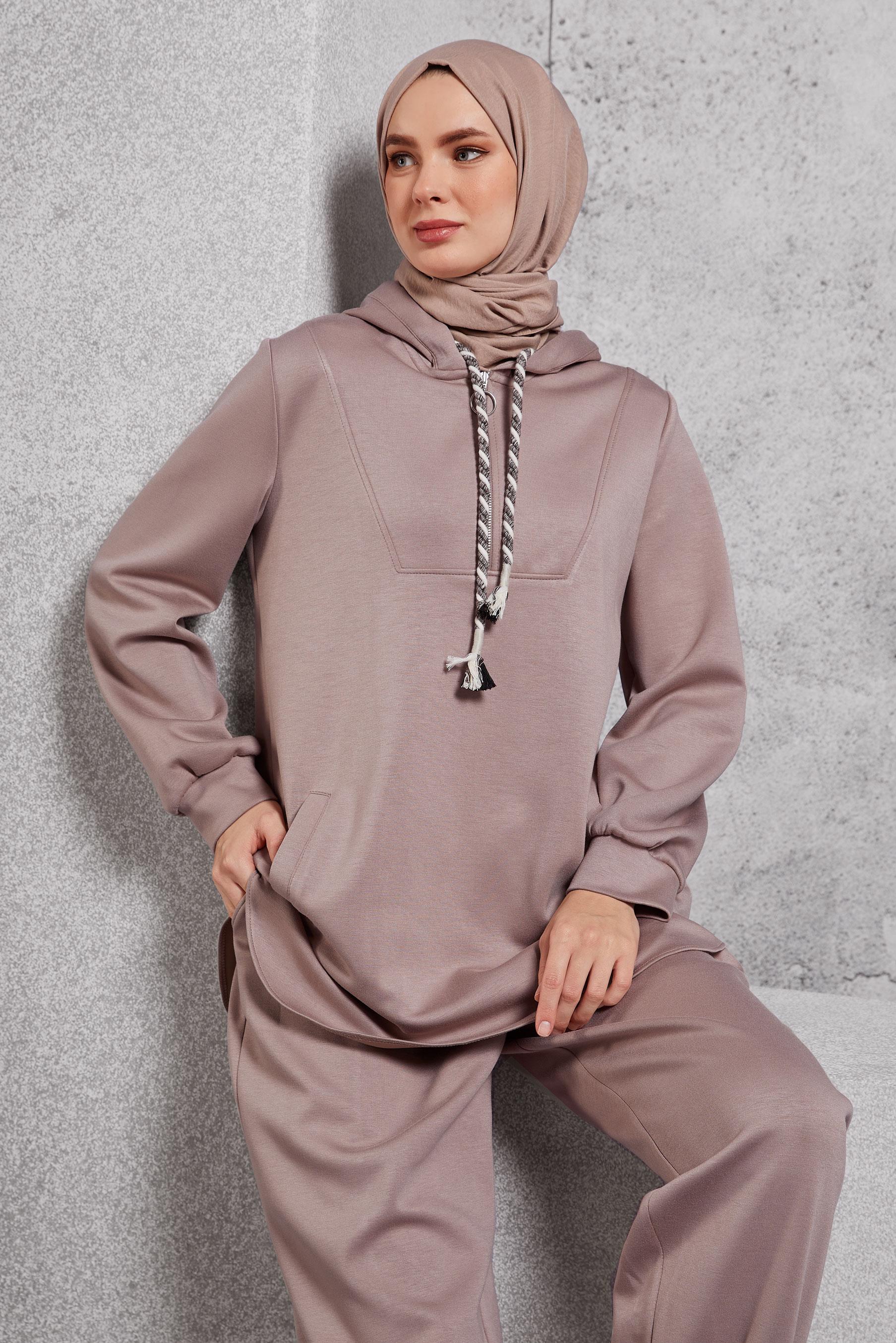 Hijab clothing MINK HOODED TRACKSUIT SET 45134