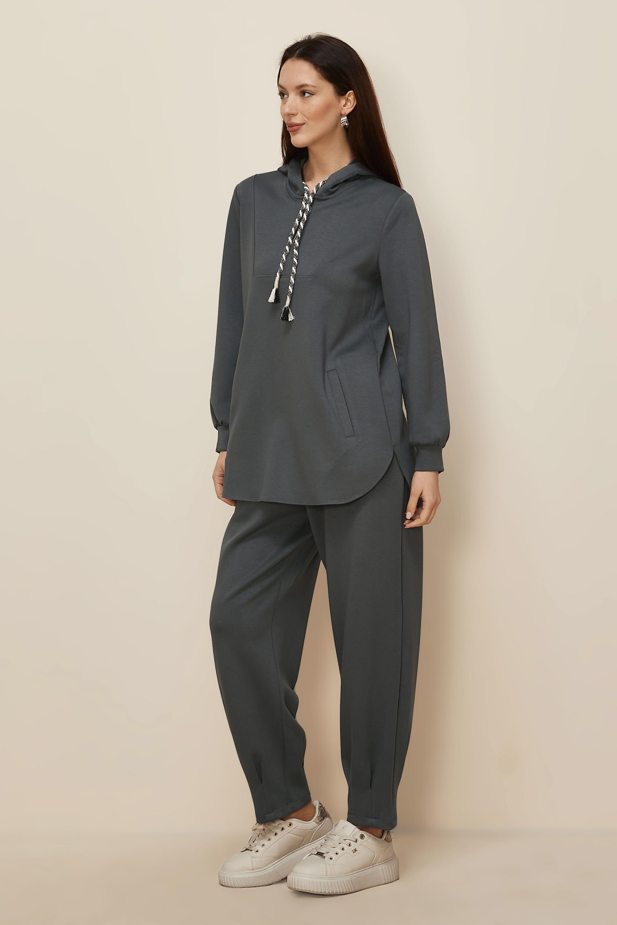 Hijab clothing GREY HOODED TRACKSUIT SET 45134