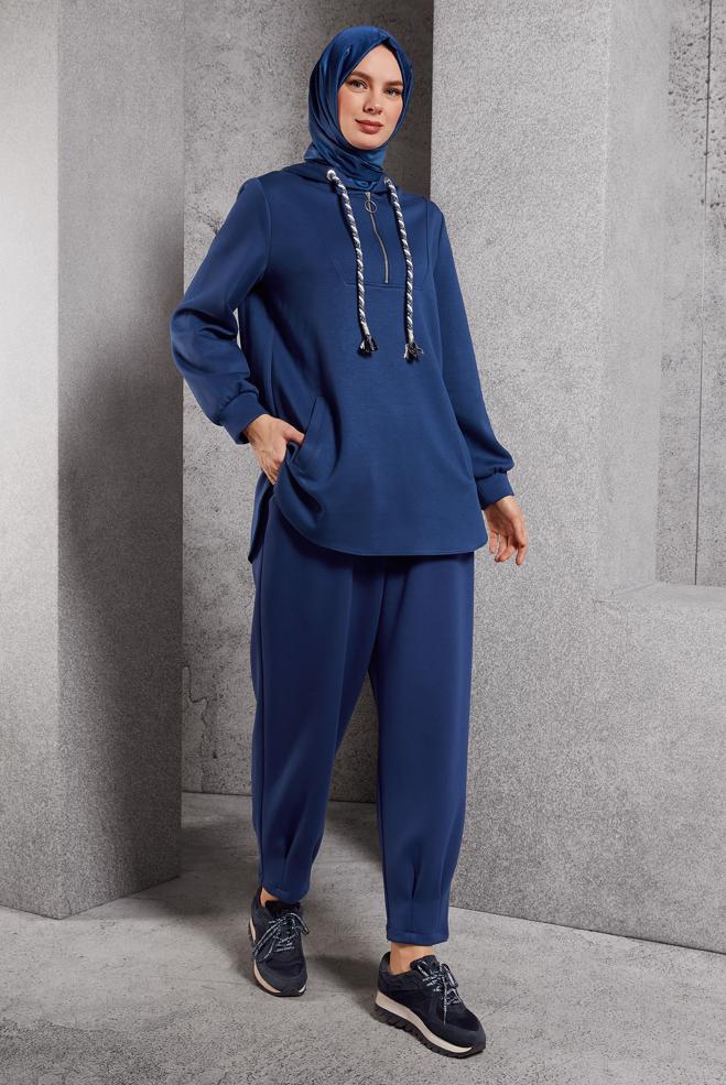 Vêtements hijab BLEU MARINE ENSEMBLE DE SURVÊTEMENT À CAPUCHE 45134 - ALVİNA